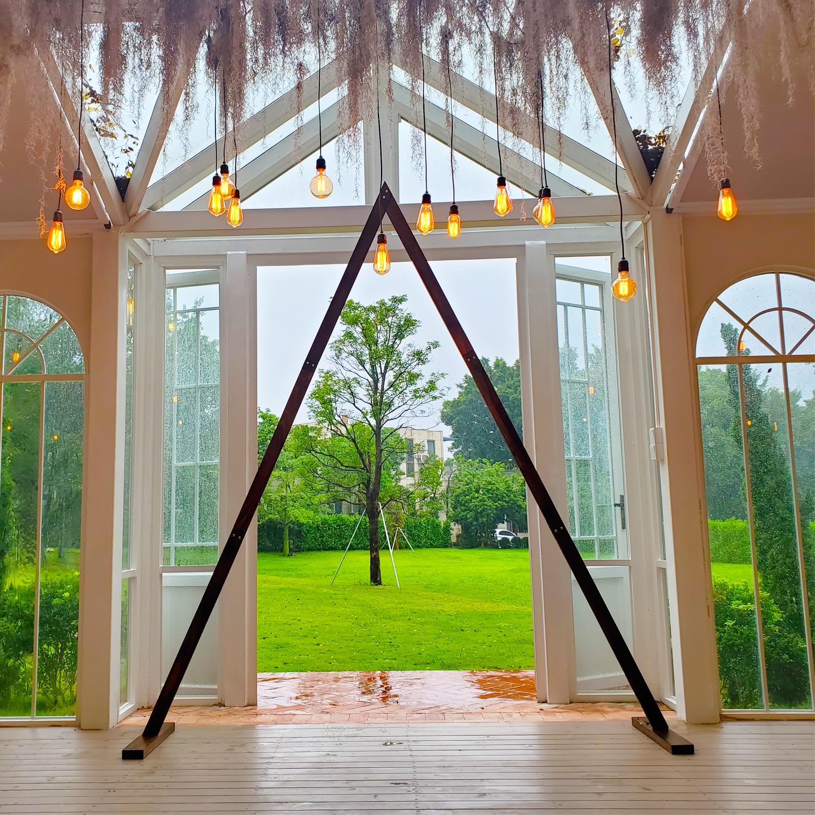 8.9FT Wooden Wedding Arch, Wood Arch for Wedding Ceremony Gorgeous Wedding Arbor Wedding Backdrop Stand for Garden Wedding Parties