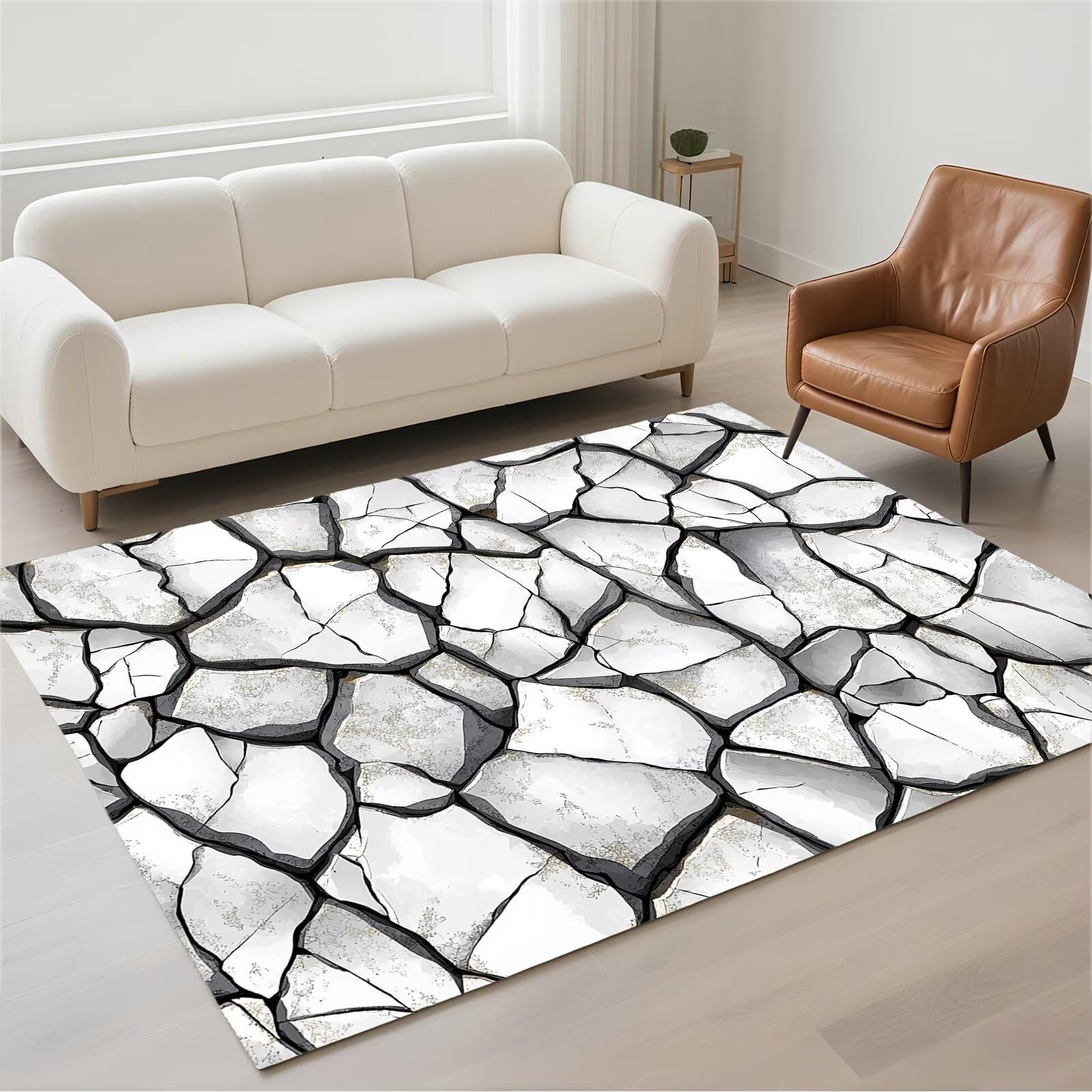 Tapis moderne rectangulaire en pile bouclée 100x200cm pour chambre