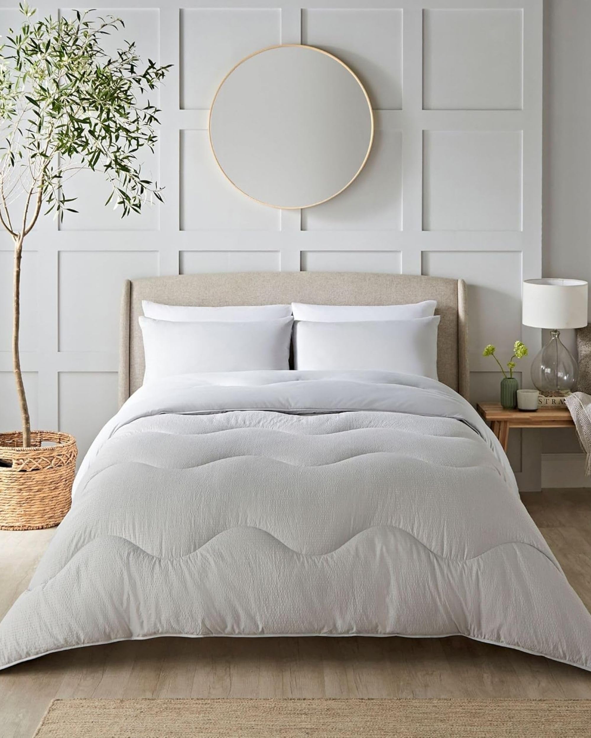 Night Lark Coverless Duvet and Pillowcase Set, Seersucker Collection – Coverless Duvet Single 4.5 Tog with Advanced Smartfil® Fibre, Machine Washable, Hypoallergenic – Nordic Mist, Single Bed Size — image 1