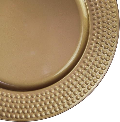 Miniatura 3 de Platos de carga de plástico dorados con borde de martillo, 12 unidades de 13 pulgadas redondas para bodas, fiestas de boda (martillo dorado, 12)