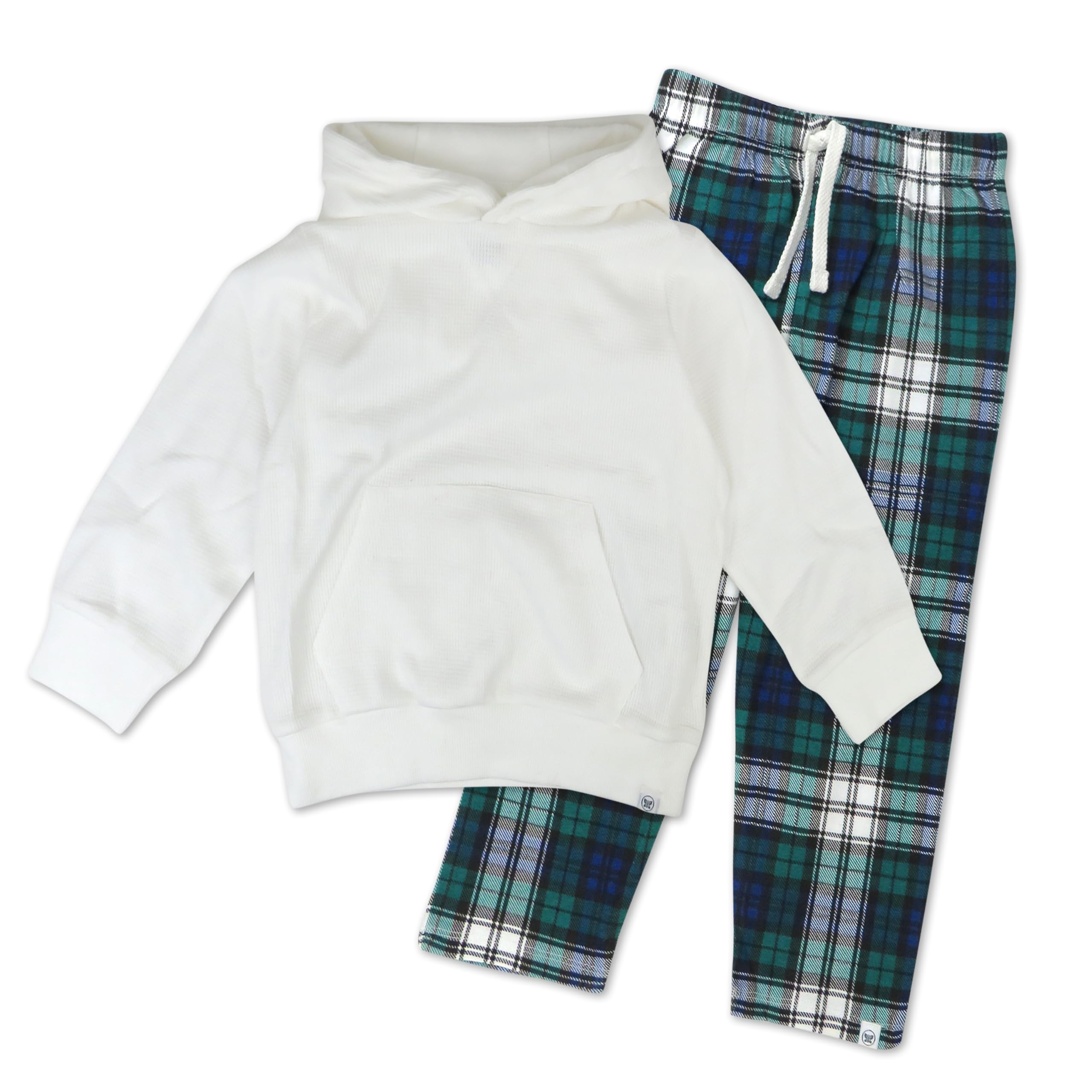 HonestBaby Hoodie Lounge Set 100% Organic Cotton for Infant Baby and Toddler, Boys, Girls Conjunto de Sudadera y pantalón Deportivo, Gordon Plaid (Paquete de 2), 5 años bebés Unisex