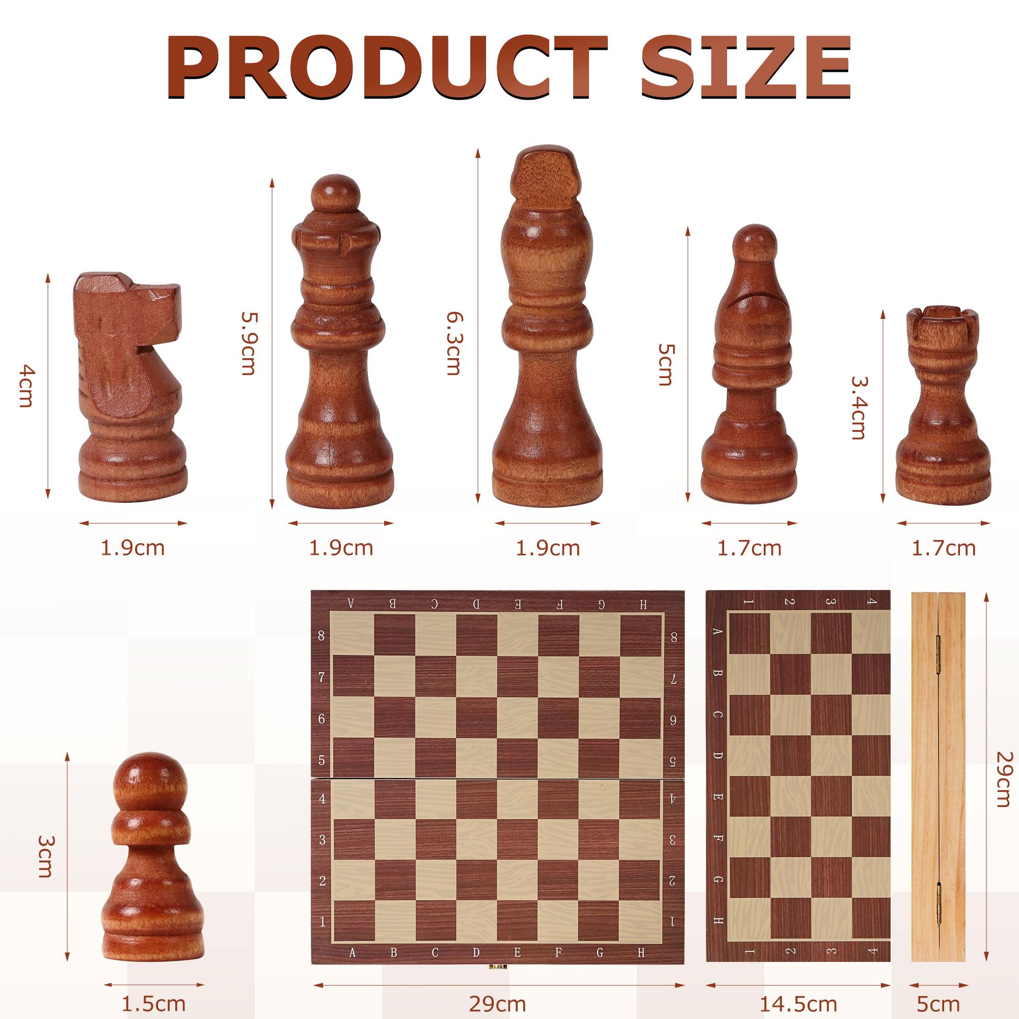 Scacchiera in Legno Magnetica 29x29 cm, Scacchi Pieghevole Portatile con Chiusura Magnetica Professionale, Strato Protettivo in Spugna, Set Chess Board Viaggio Adulti e Bambini