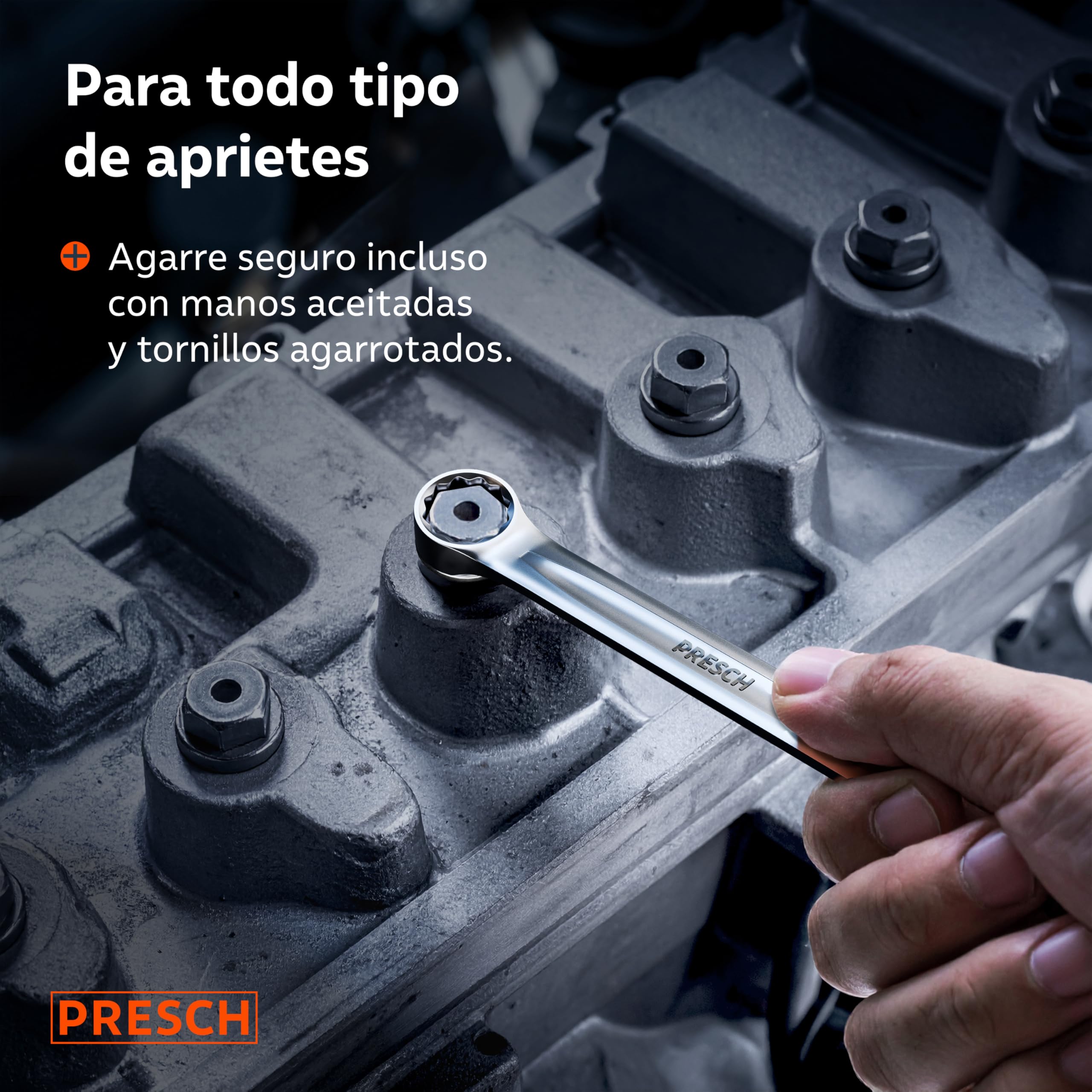 PRESCH Llave combinada 12mm - Llave fija con precisión y extremadamente robusta - Extremo de boca inclinado 15° para trabajos en espacios reducidos
