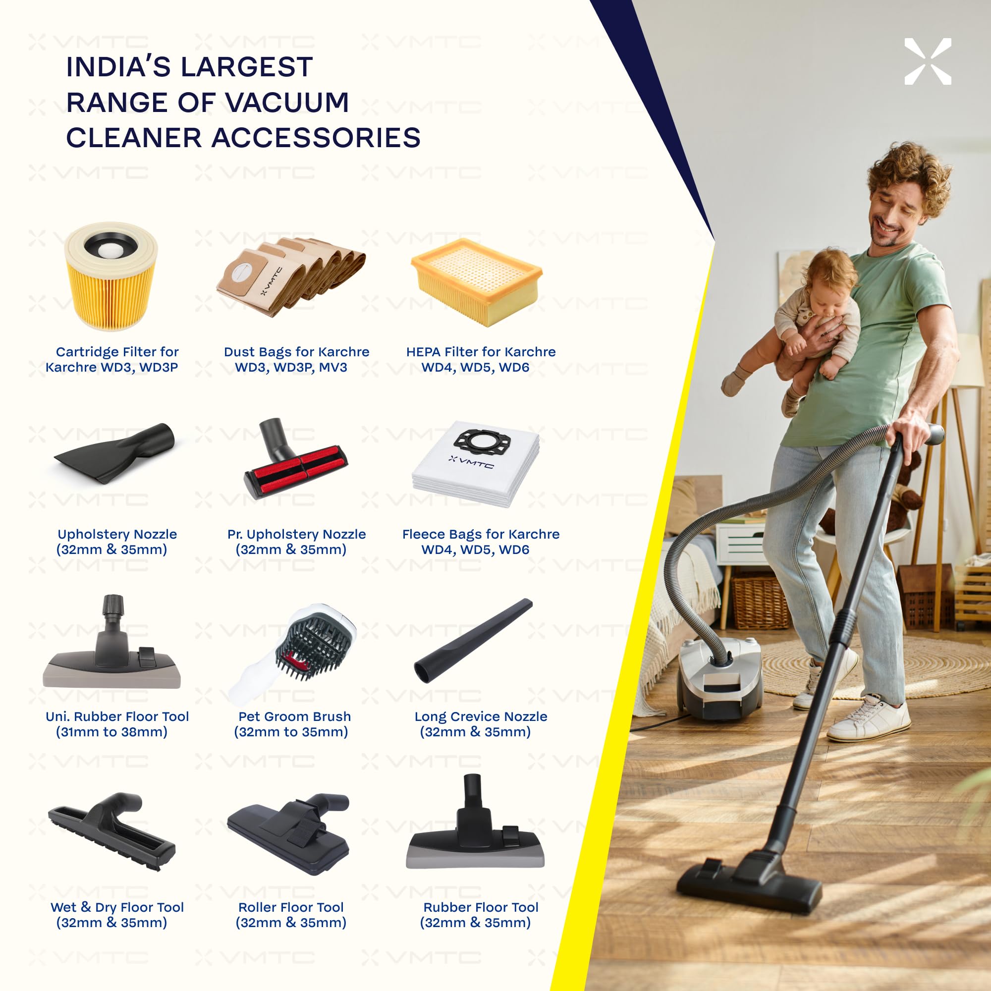 VMTC Vacuum Cleaner Accessories - 6 Attachments -8