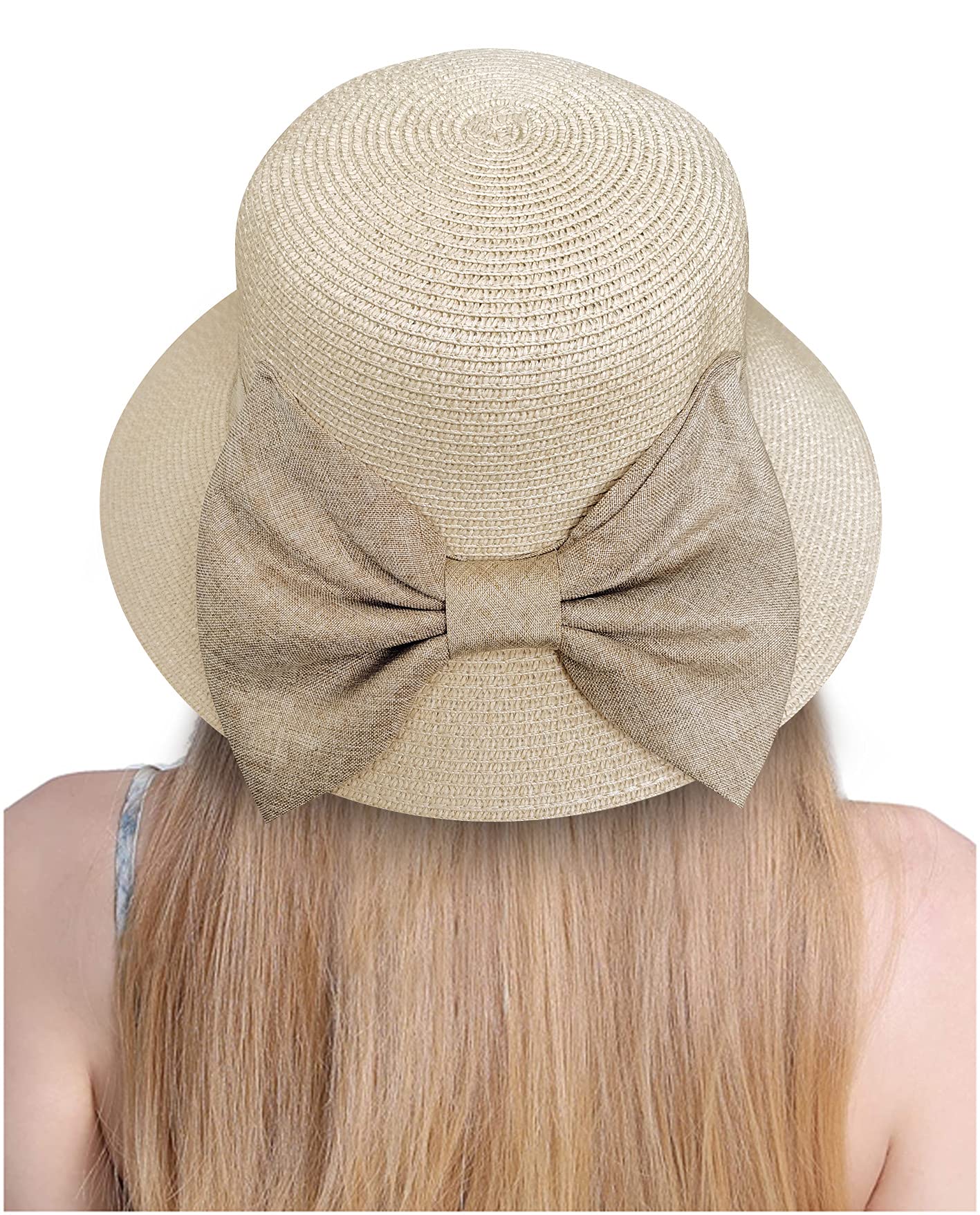Carnavalife Sombrero de Paja de Playa para el Sol de Verano Flojo para Mujer UPF 50 de ala Ancha Plegable