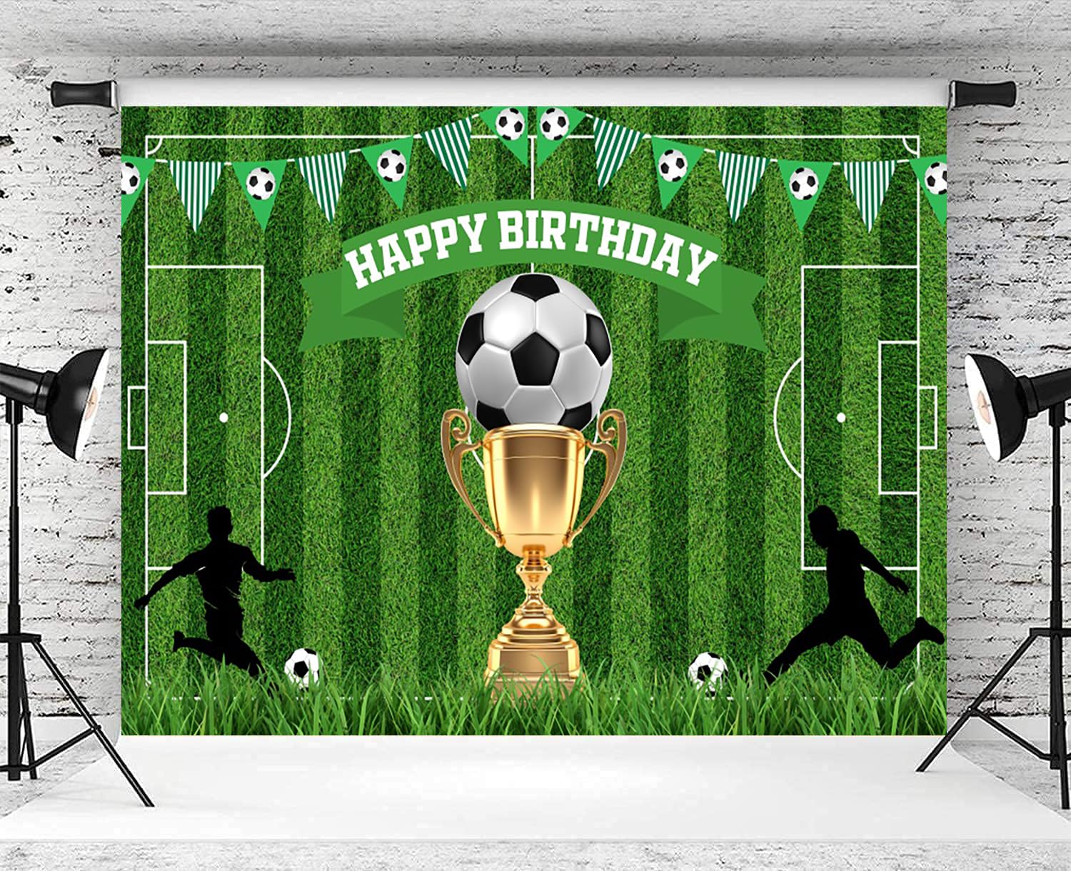 Football Field Stadium Green Grass Lights Photography Backdrop LV-239