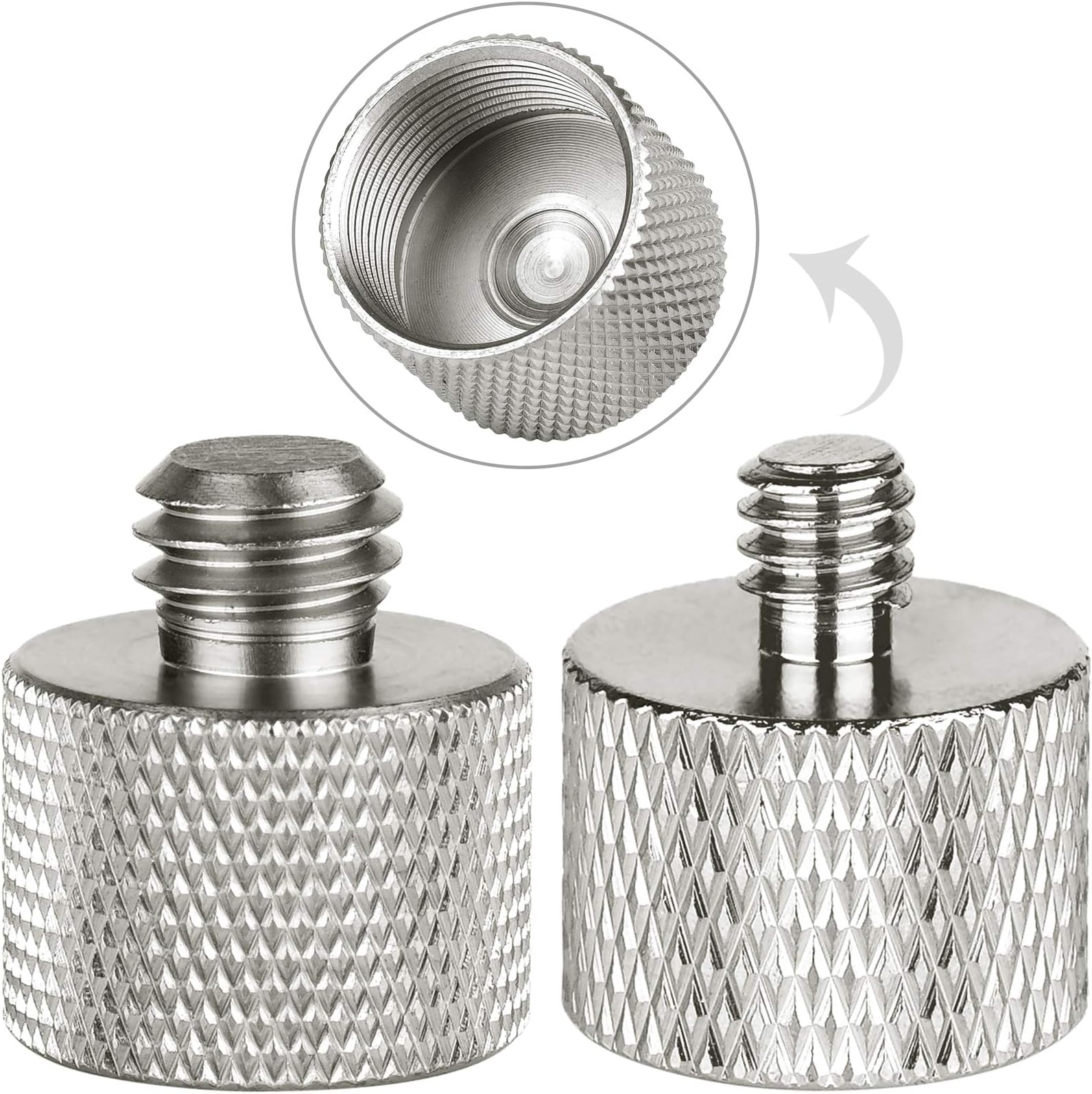 Anwenk Mic Stand Adapter Combo Pack - 5/8 to 1/4 & 5/8 to 3/8 Mic Thread Screw Adapter for Microphone Stand to Tripod