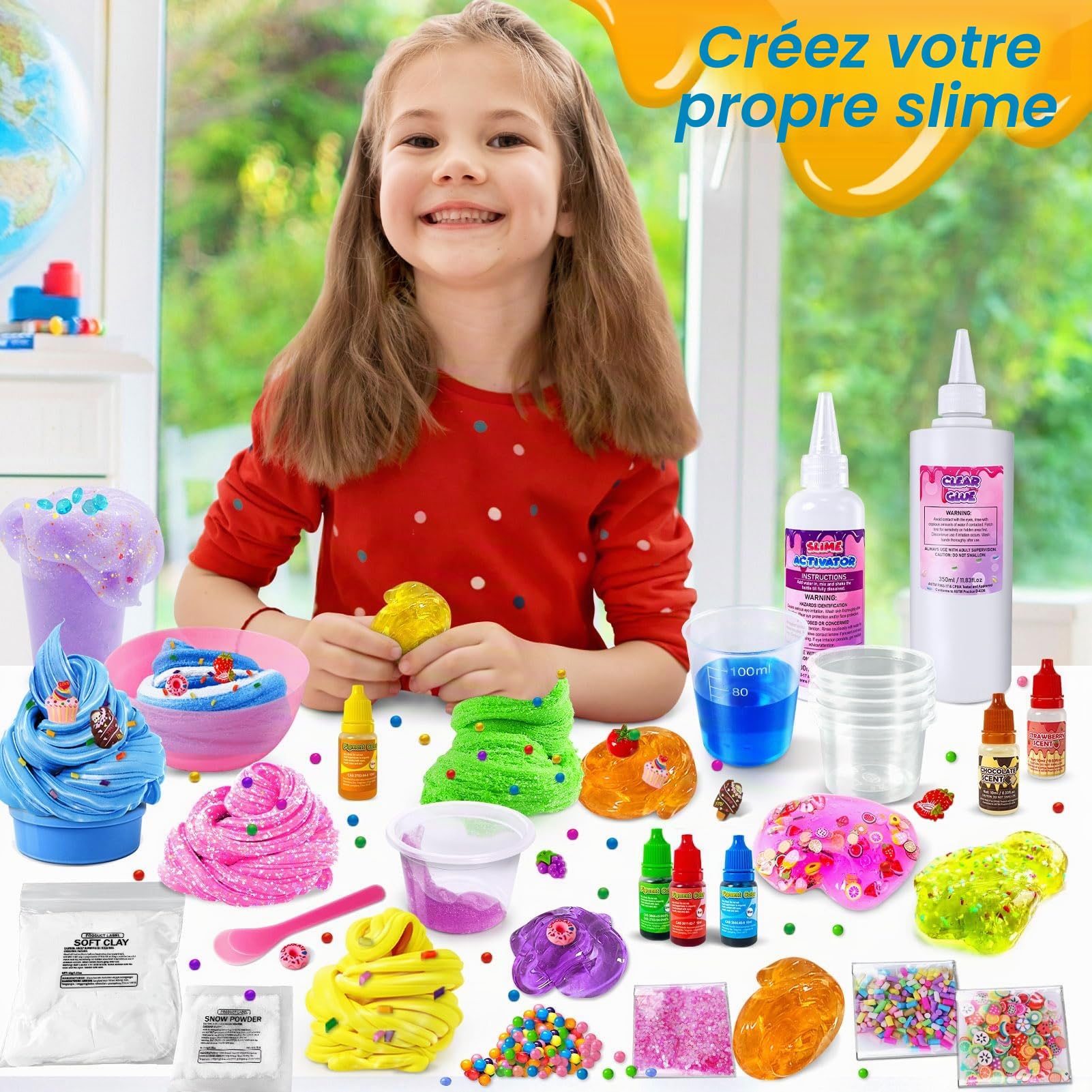 YOPINSAND Kit de Fabrication de Slime de Crème Glacée pour Filles, Beurre, Mousse et Nuage de Slime avec Compléments, Boules en Mousse, Breloques, Cadeaux de Fête pour Enfants de 3 à 12 Ans