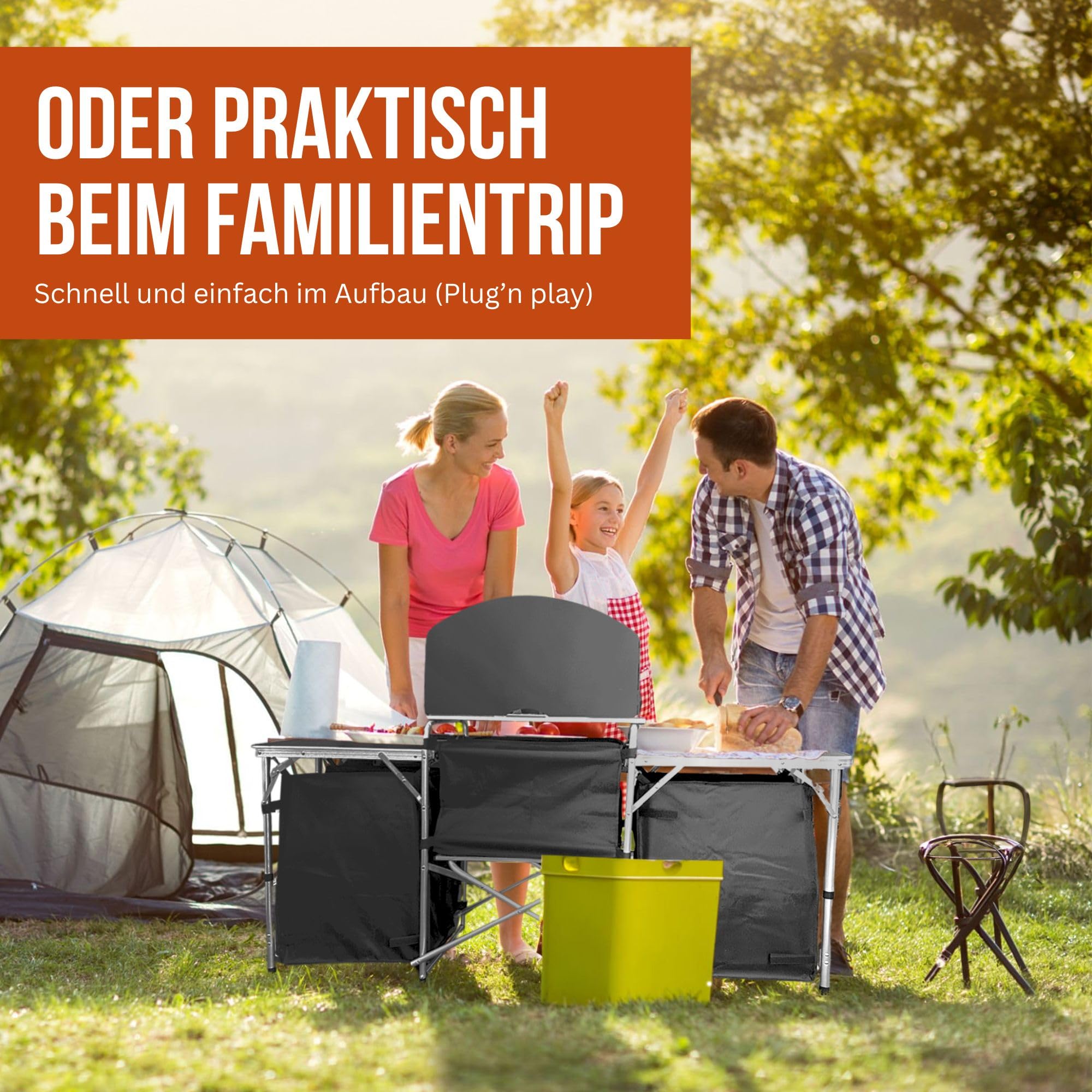 Campingküche Küche inklusive Gaskocher, 4 Gaskartuschen & Töpfen/Camping Outdoor Vorzelt Campingmöbel Campingschrank
