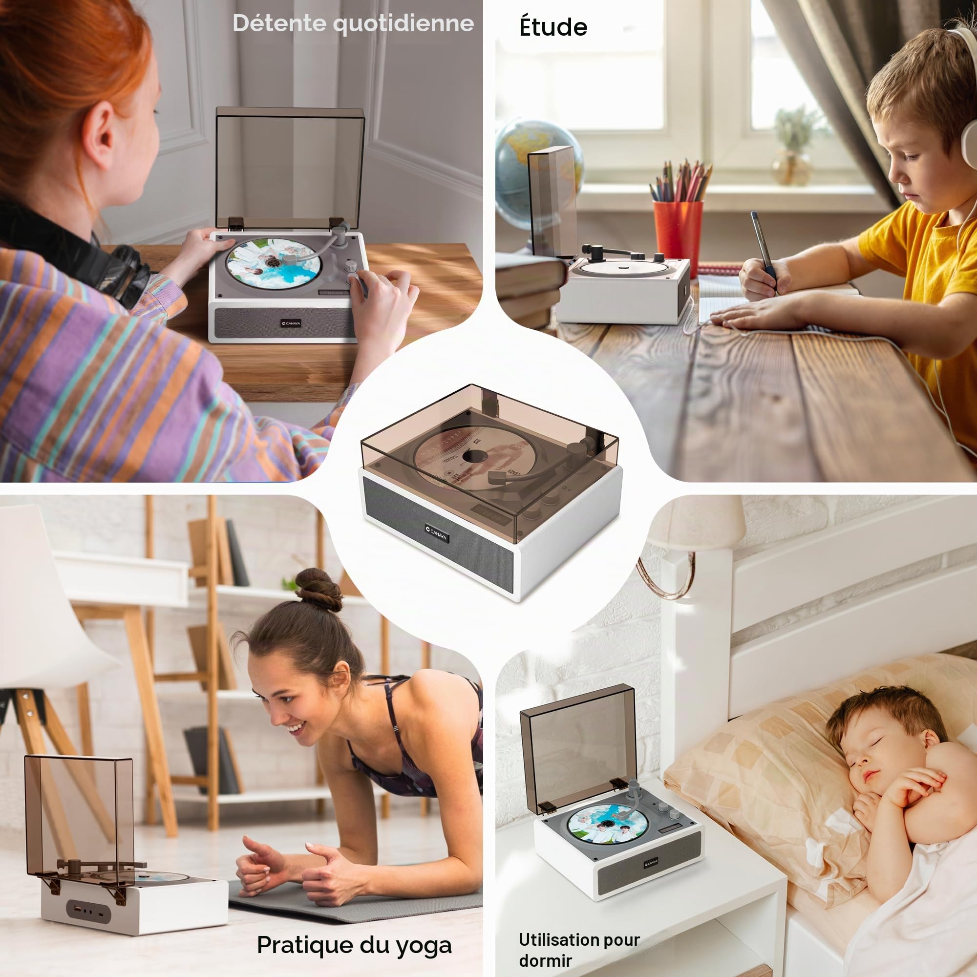 Lecteur CD portable CAHAYA pour usage domestique avec deux haut-parleurs Hi-Fi intégrés, télécommande et connexion pour téléphone et PC, parfait comme cadeau