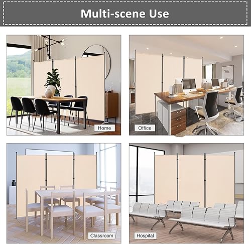 Miniatura 10 de Spurgehom Divisor de habitación plegable de 3 paneles, pantallas de privacidad, panel de tela independiente, divisores de pared portátiles para