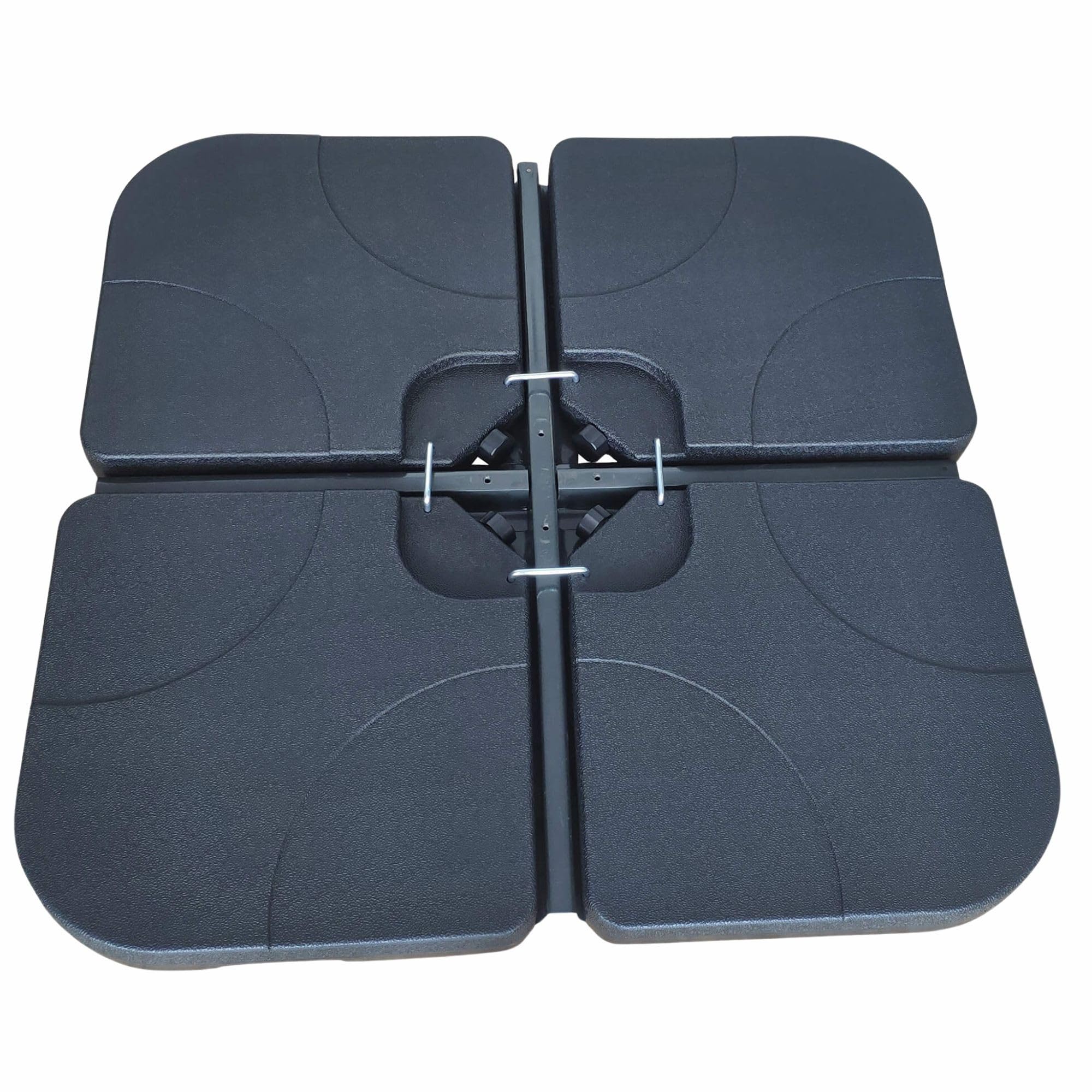 AKORD Pied de Parasol Carré UB 50x50 4 pièces | Pied de parapluie pour parasol 60 L / 80 kg Remplissable avec de L'eau ou du Sable | Matériau HDPE | Noir