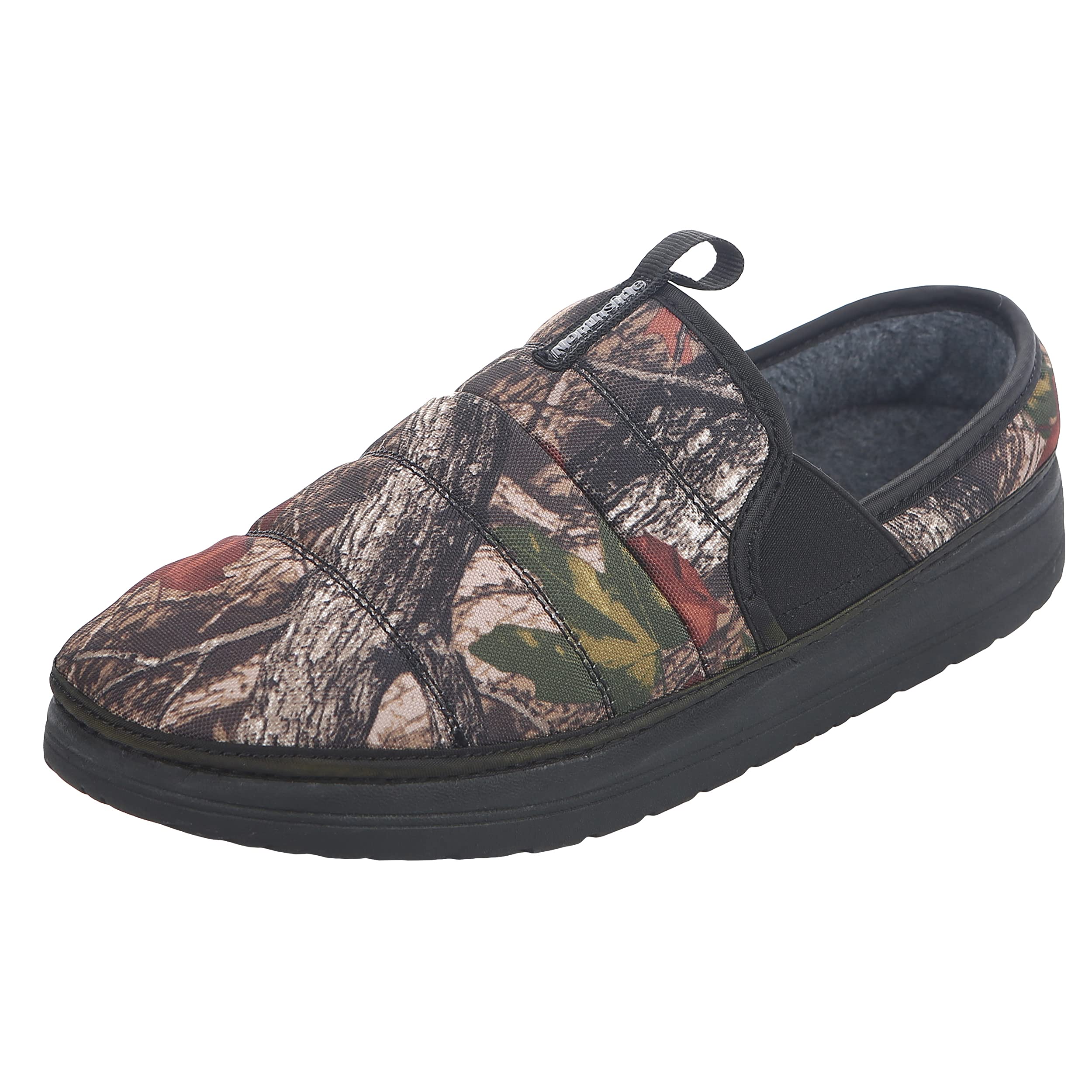 Northside Men's Rainier Camp Slipper – Quilted Nylon, Foam Cushioned Indoor Outdoor House Shoe with EVA Outsole – Cozy, Easy Slip-On, Brown Camo