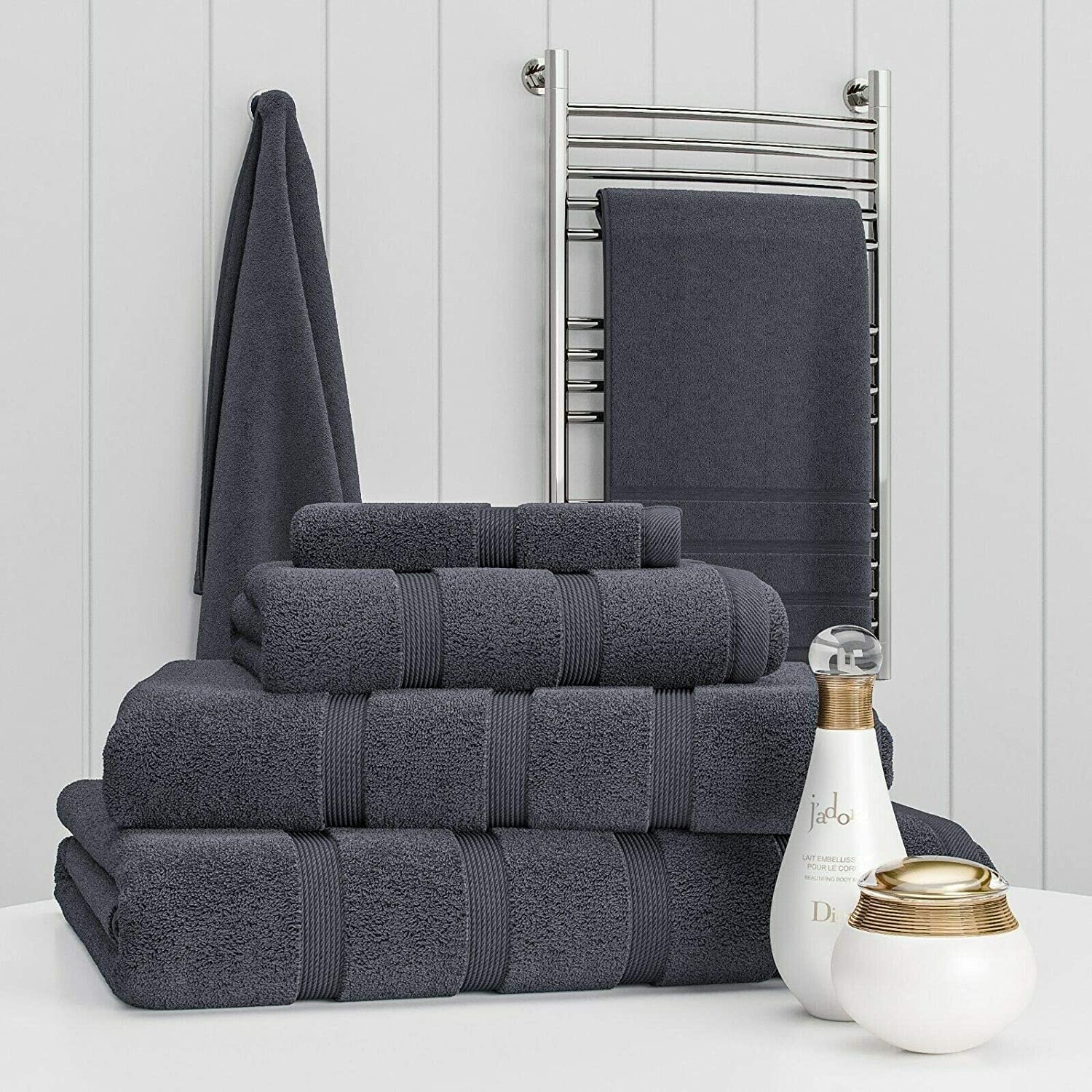 Charcoal Towel Set 100% Egyptian Cotton Towel Bale 550 GSM Bathroom 6, 8 Piece Set (8 Piece Set)