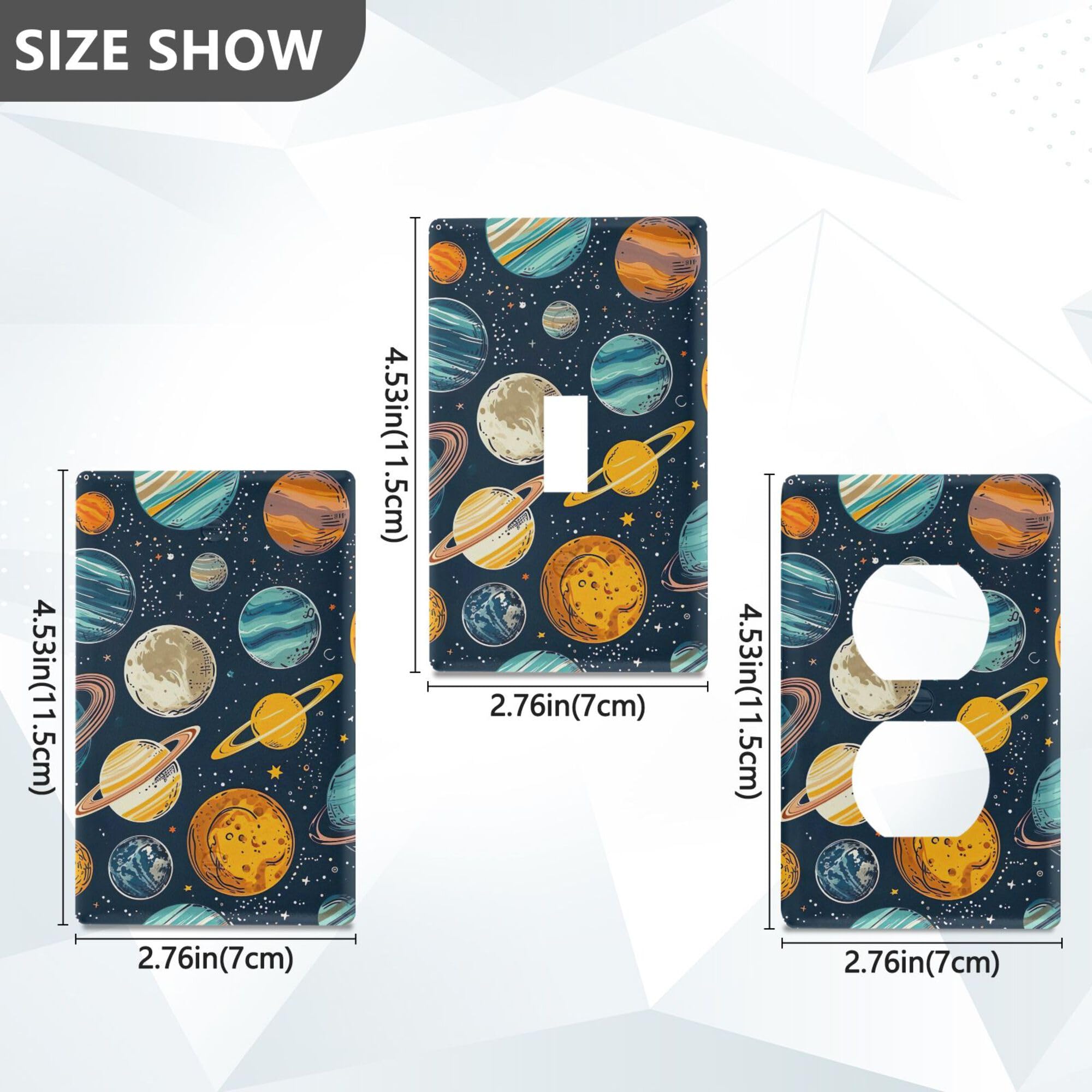 xigua Duplex Outlets Wallplate Cartoon Planets Switch Wall Plate Cover,Decorative Outlet Cover Switch Cover for Home Office Bedroom 4.53