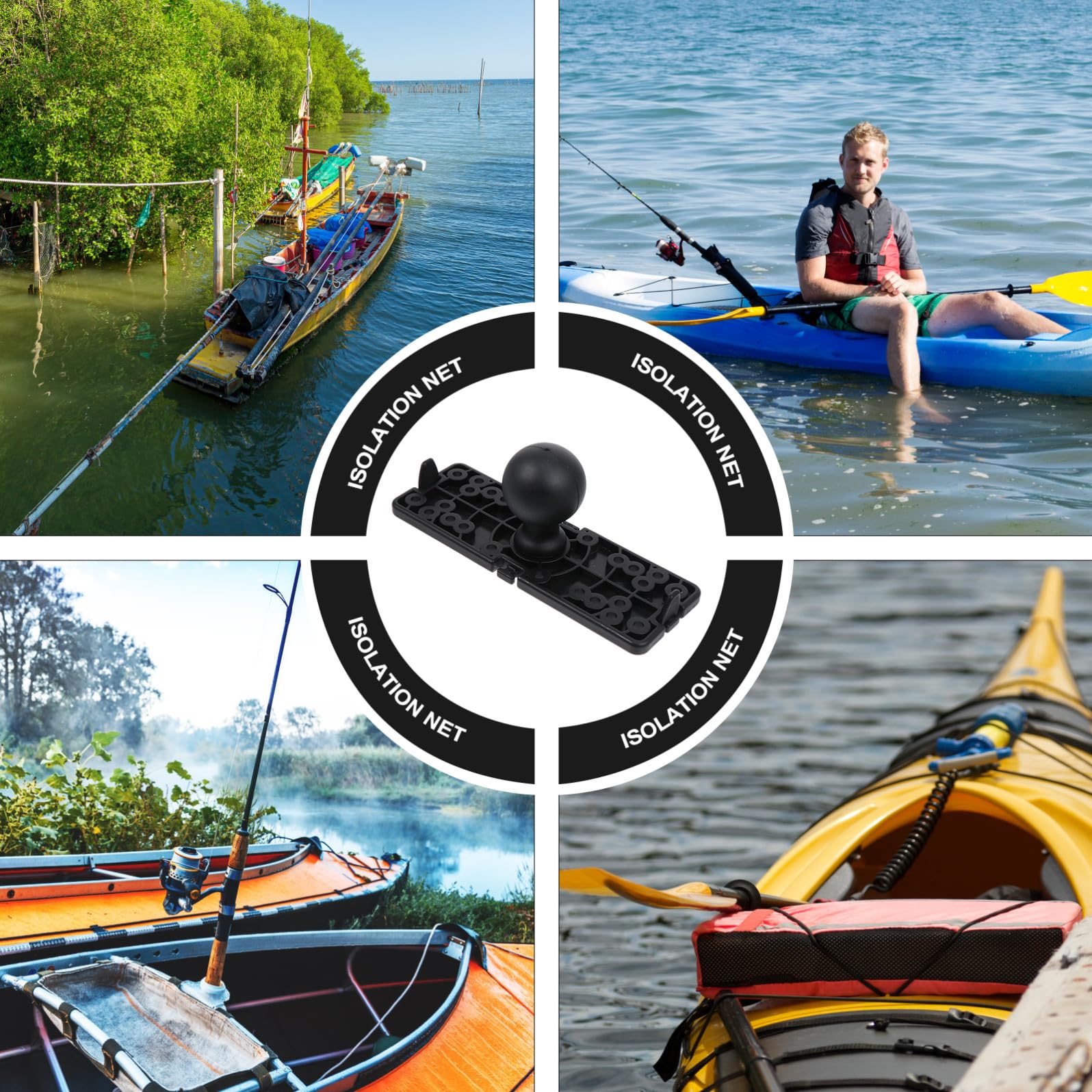 jojofuny Halterung für Fischfinder plat kanu zubehör Bootszubehör Kanu Fischfinder Halterung Boat Accessories Teil Kajak Kajak Multifunktionshalterung Kajak Zubehör Nylon Black
