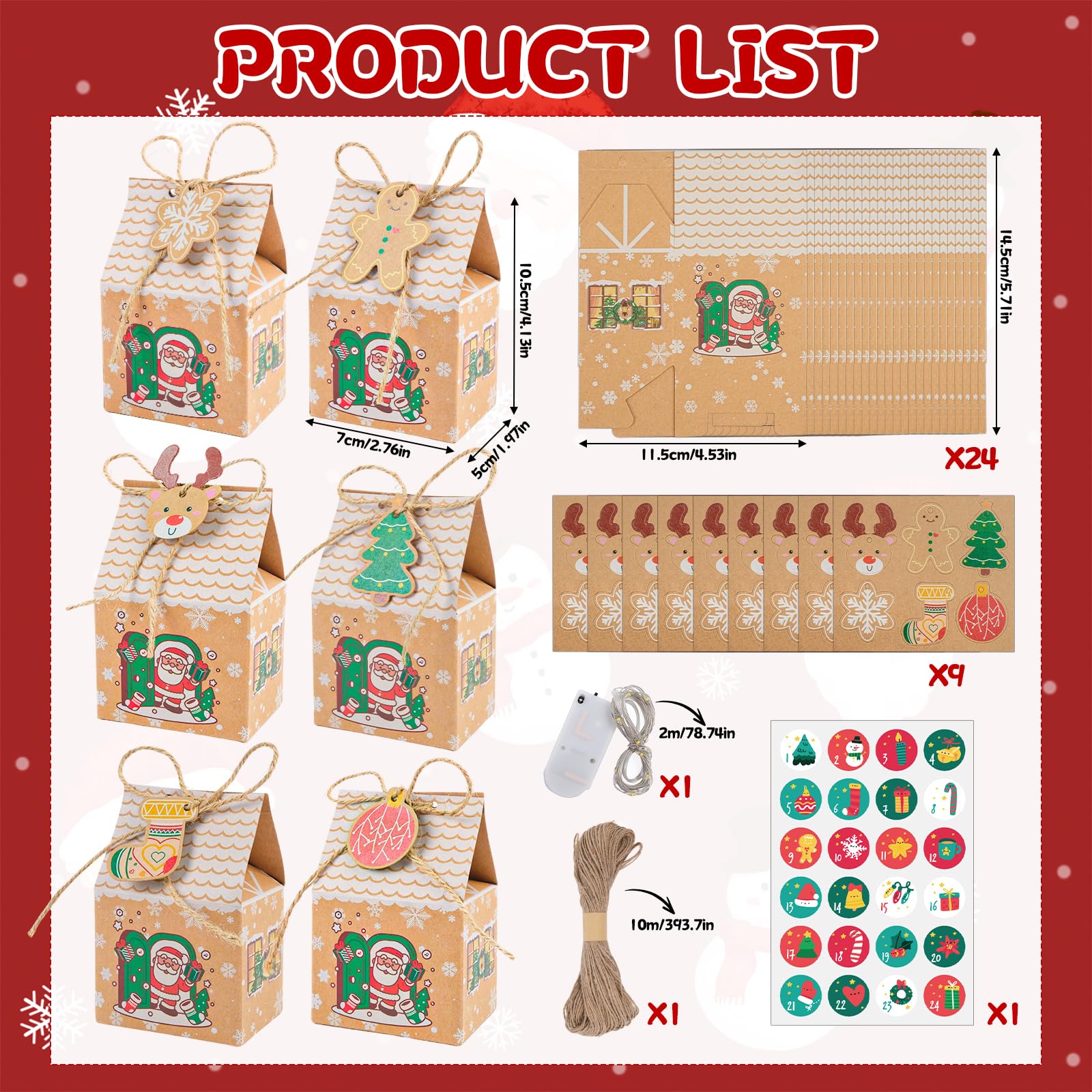 Calendario dell'avvento Set di sacchetti regalo 24 giorni fai da