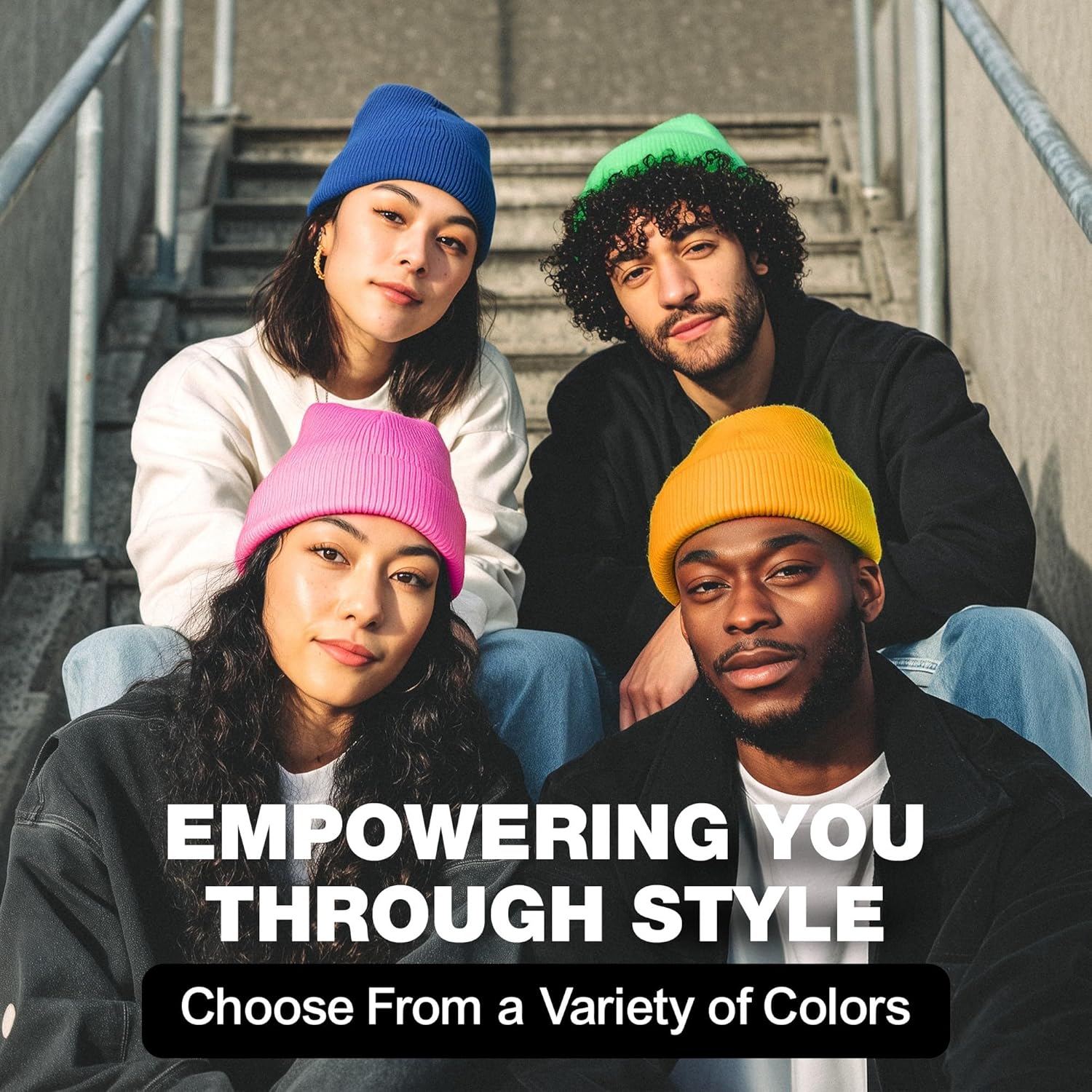 NYFASHION101 Unisex Plain Blank Long Knitted Cuff Beanie Cap - Image 7