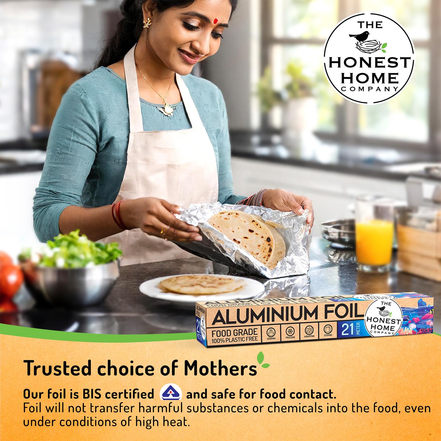 Honest Home Aluminium Foil Combo | 42 Meters | Pack of 2 (21M + 21M) | 11 Micron Thick | for Food Wrapping - Image 3 thumbnail