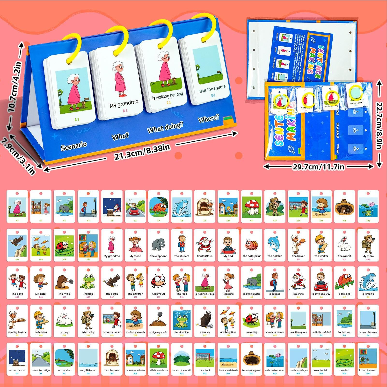 Phonics Flash Cards, 80x Letter Sound Game, Interactive English Learning Set, Early Childhood Reading Tool, for Classroom, Homeschool, Preschool, Speech, Toddler, Learning