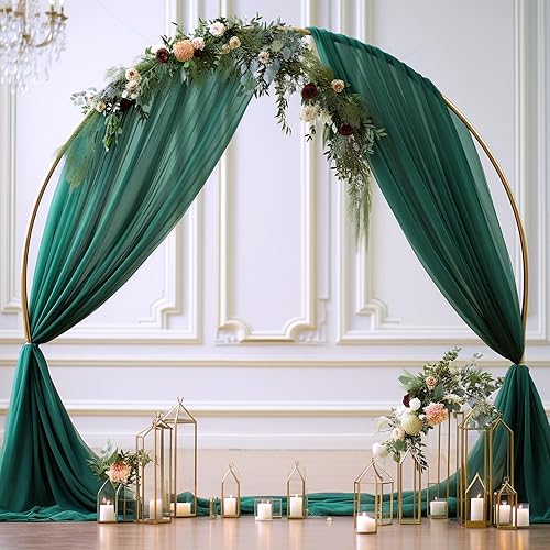 Miniatura 4 de Tela drapeada para arco de boda, 2 paneles de 28 x 19 pies, cortinas de arco de boda verde esmeralda, cortina de telón de fondo transparente para