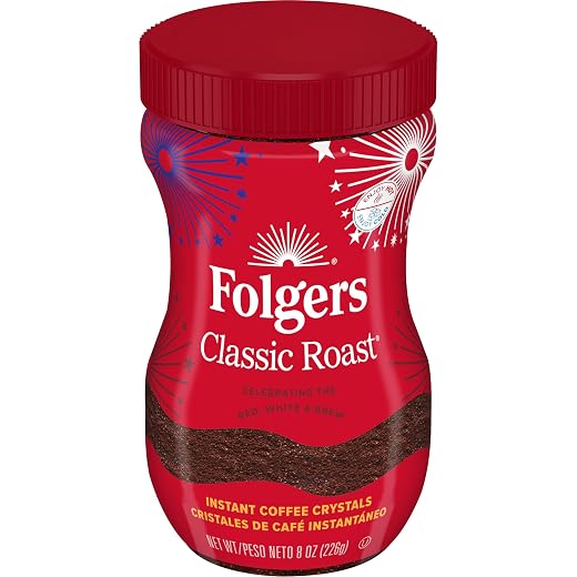 Folgers Classic Roast Instant Coffee Crystals, 8 Ounces