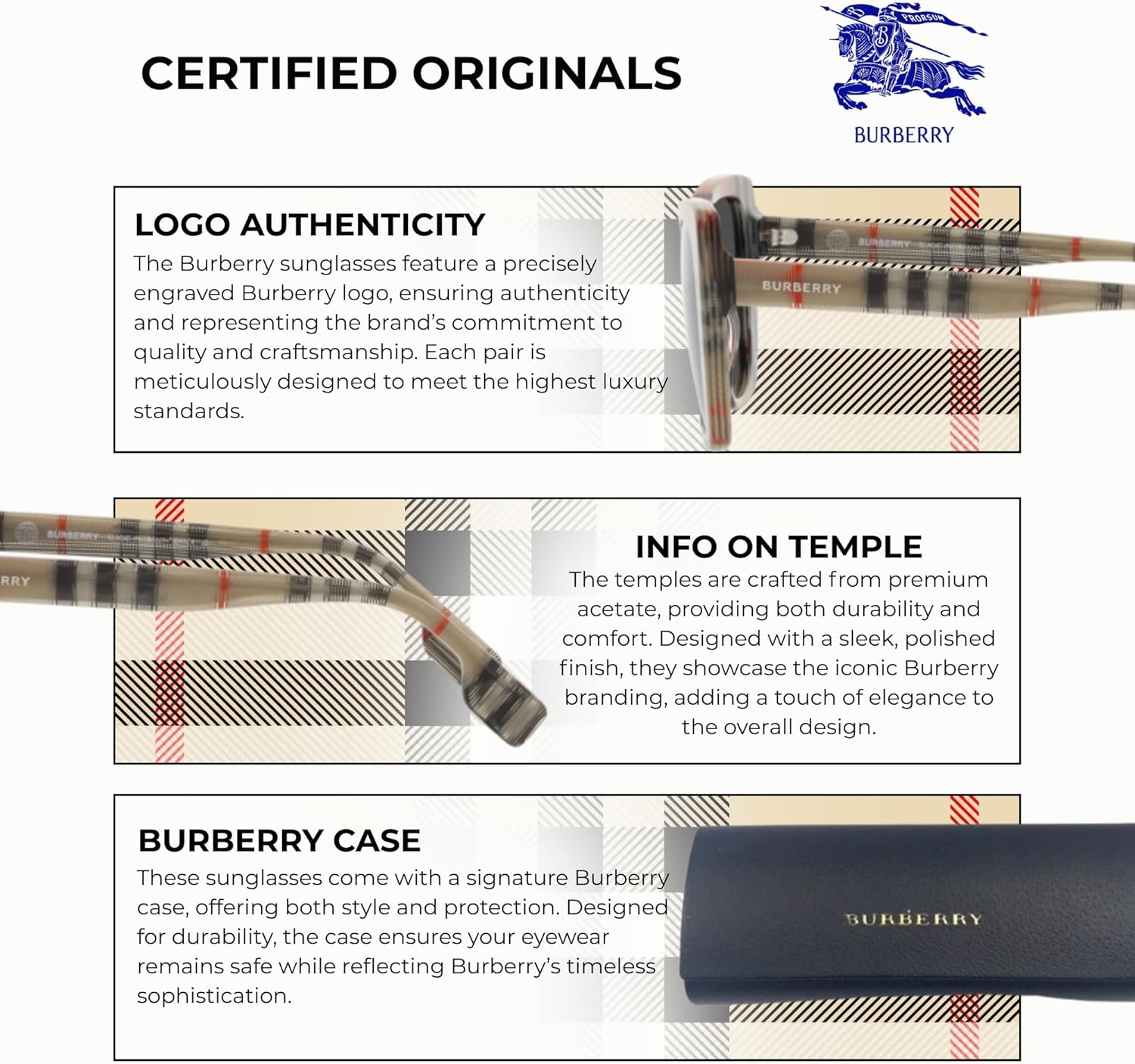 BURBERRY MERYL BE4393 Cat eye Shape Acetate Sunglasses with Luxury Eyewear Kit - Image 6