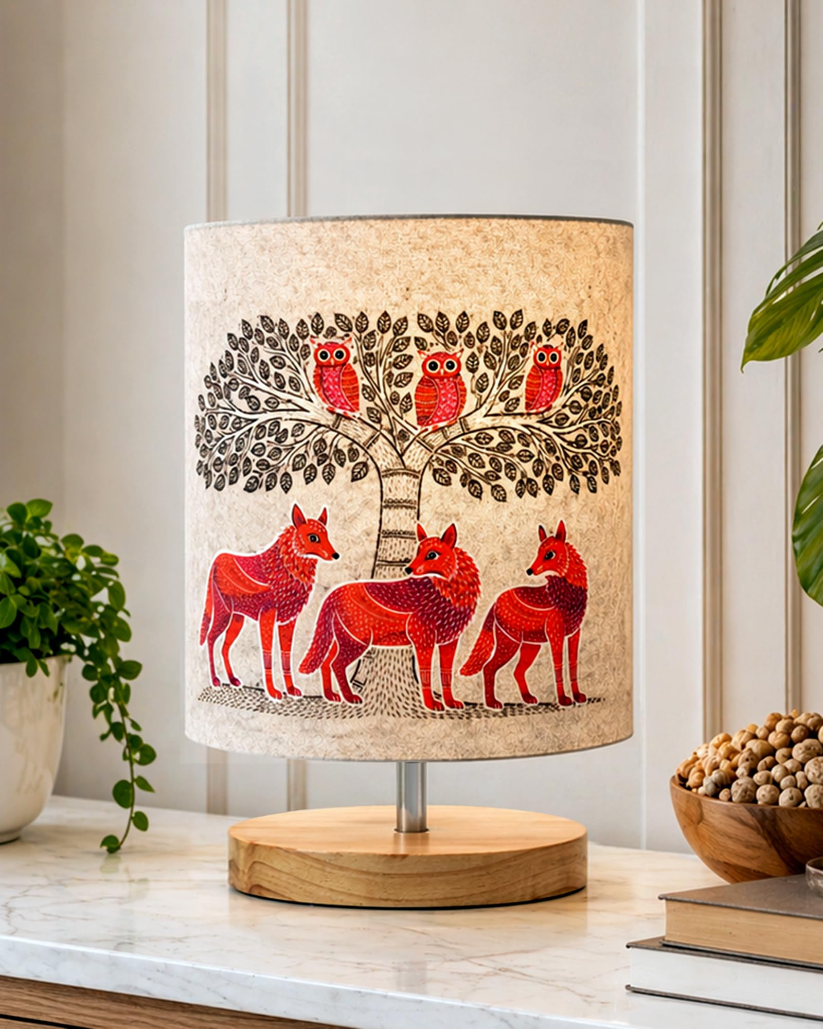 Homesake Pine Table Lamp - Indian Art Shade -19