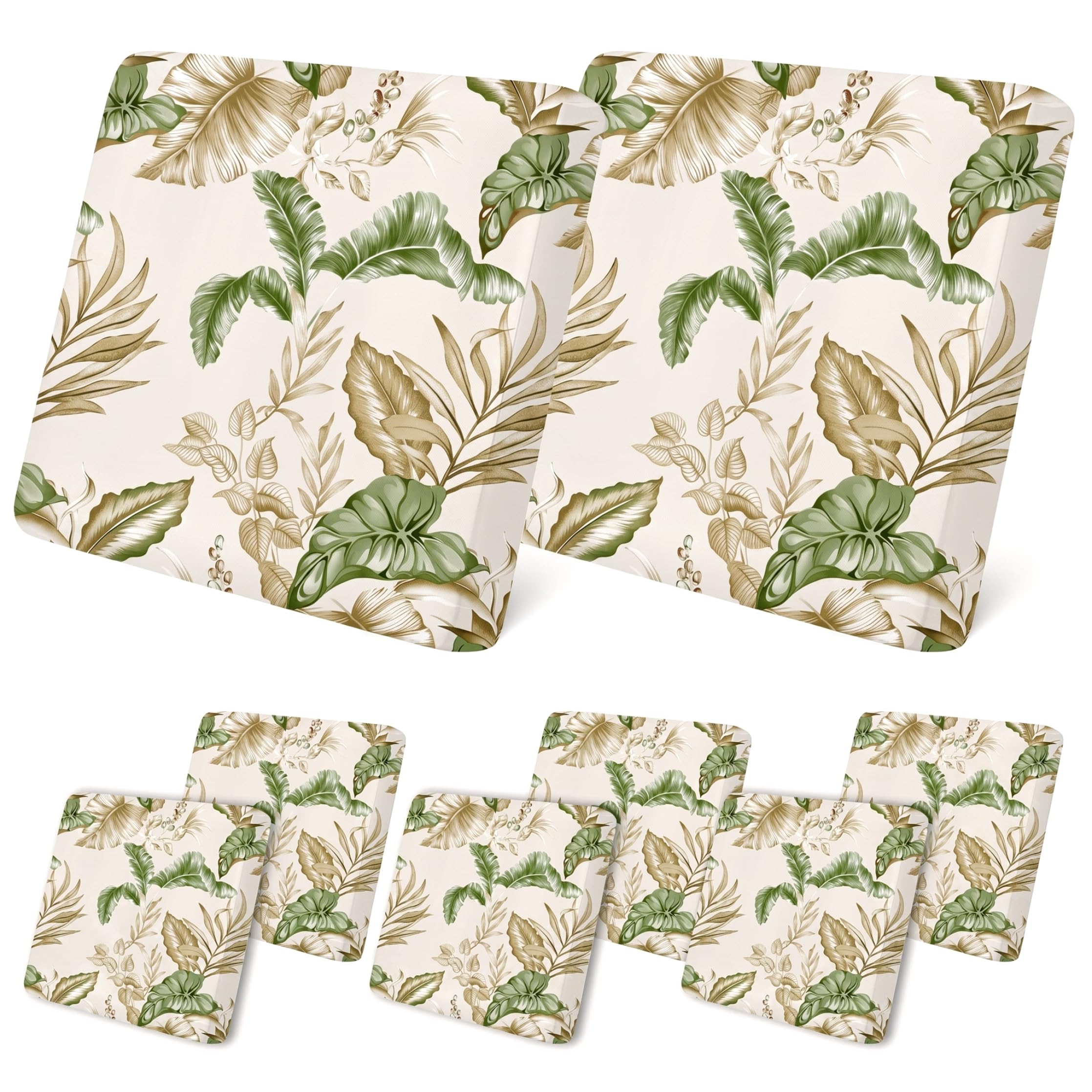 Neptuiby Outdoor Couch Cushion Covers, 8PCS Washable Outdoor Cushion Cover Stretchy Aesthetic Leaves Print Covers for Furniture.