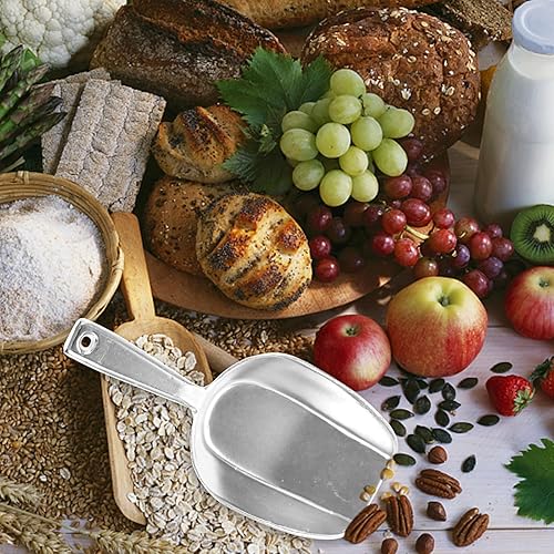 Miniatura 5 de GANAZONO Cuchara de hielo de metal, cuchara de aleación, pala de harina de cocina, cuchara de grano de fondo plano para cocina, bar, fiesta, boda