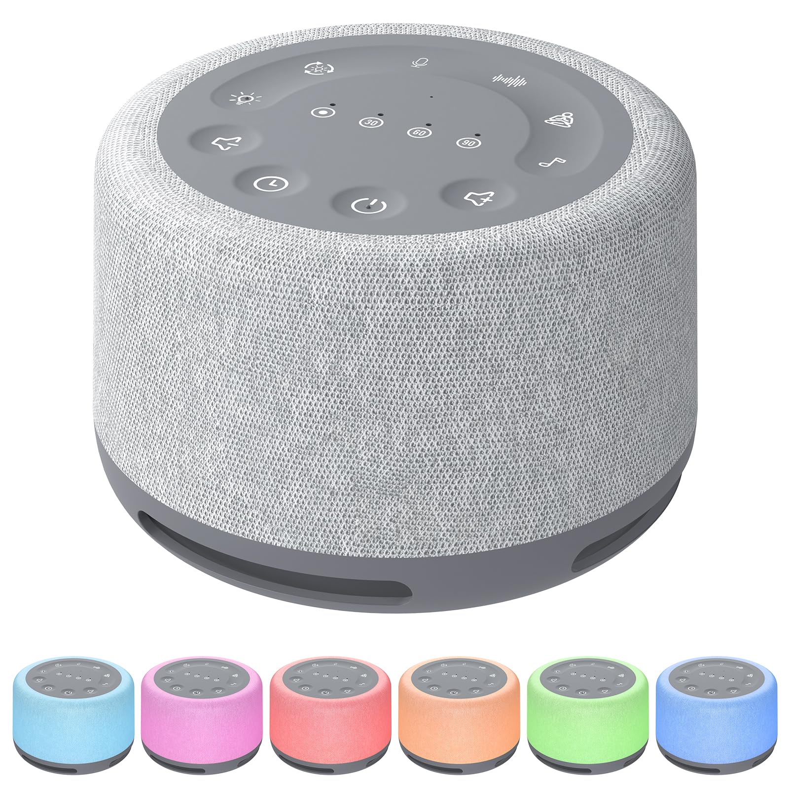 FUNYKICH Machine à Bruit Blanc pour Sommeil Profond, 30 Sons Relaxants, Lumière 7 Couleurs et Minuterie, Idéal Adultes et Bébés Entraînement Respiratoire (Gris)