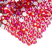 Vista 104 de Genie Crystal ss34 Red Glass Rhinestones 288 Pcs, 7.0 mm Big Light Siam Flatback Rhinestone, Diamond Cut Gems for Crafts, Face Mask, Makeup