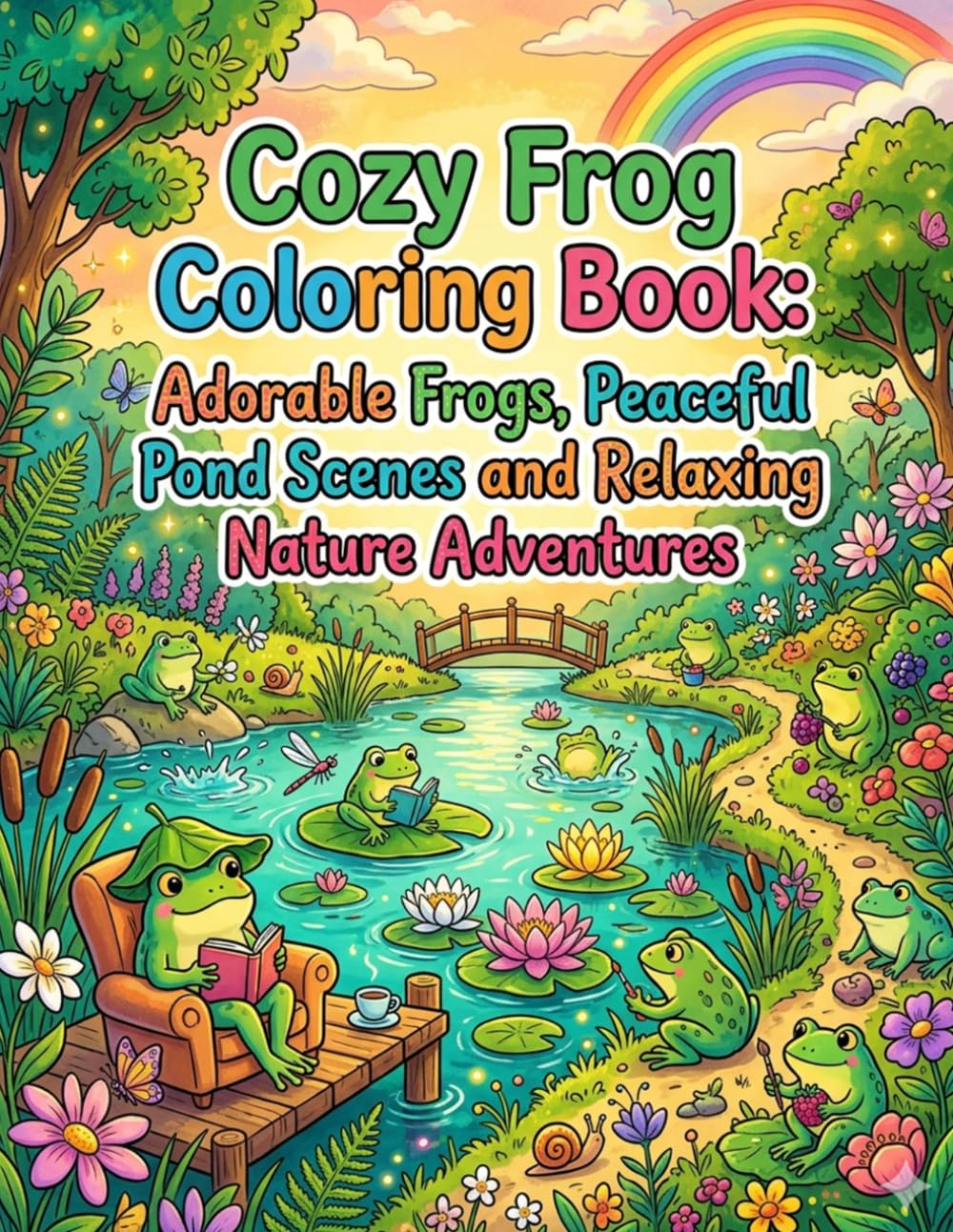 Cozy Frog Coloring Book: Adorable Frogs, Peaceful Pond Scenes and Relaxing Nature Adventures