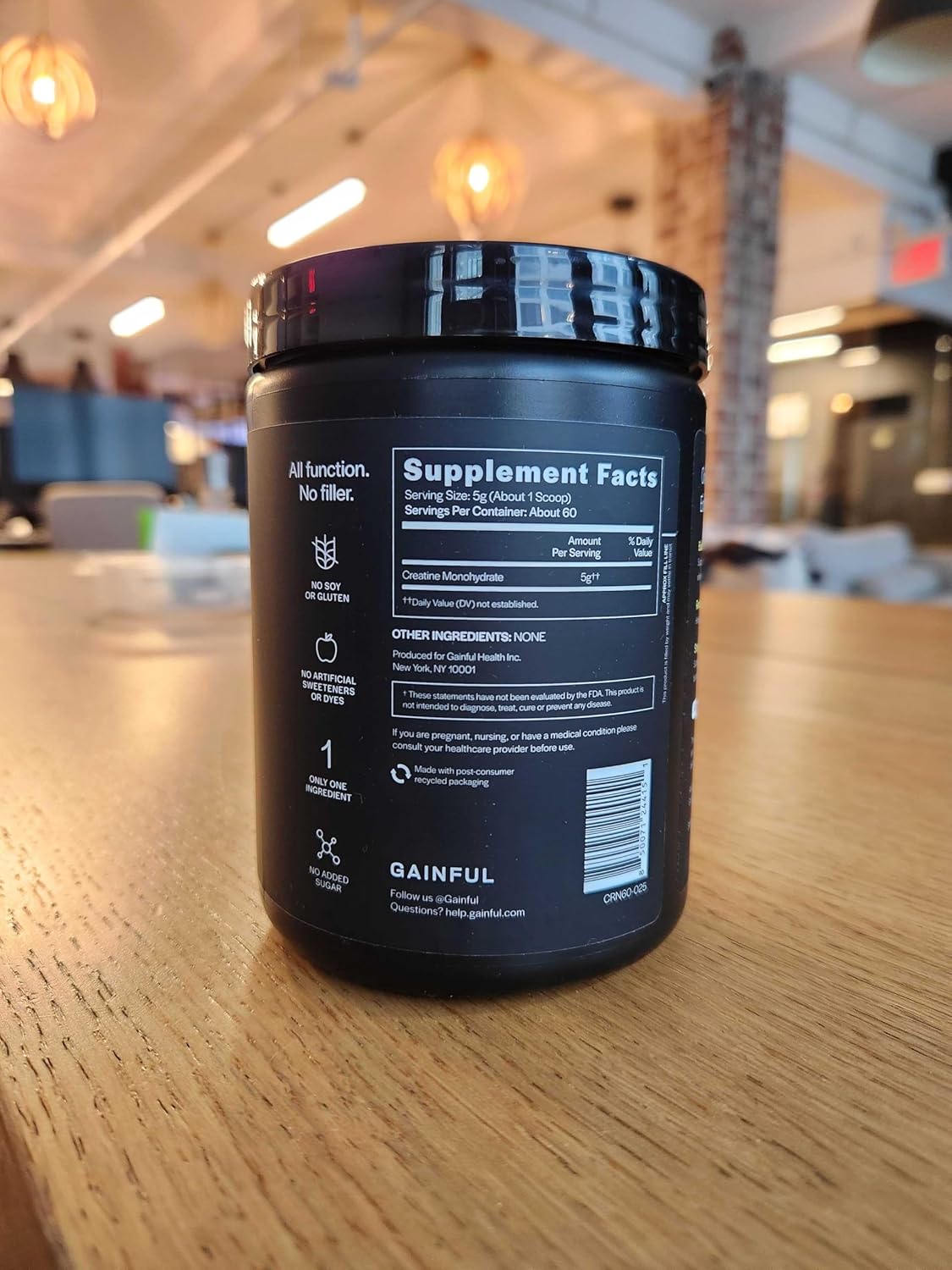Gainful Creatine Powder, Post Workout Amino Acid Supplement, Muscle, Energy & Focus Support, 5g Creatine Monohydrate, Unflavored, 60 Servings