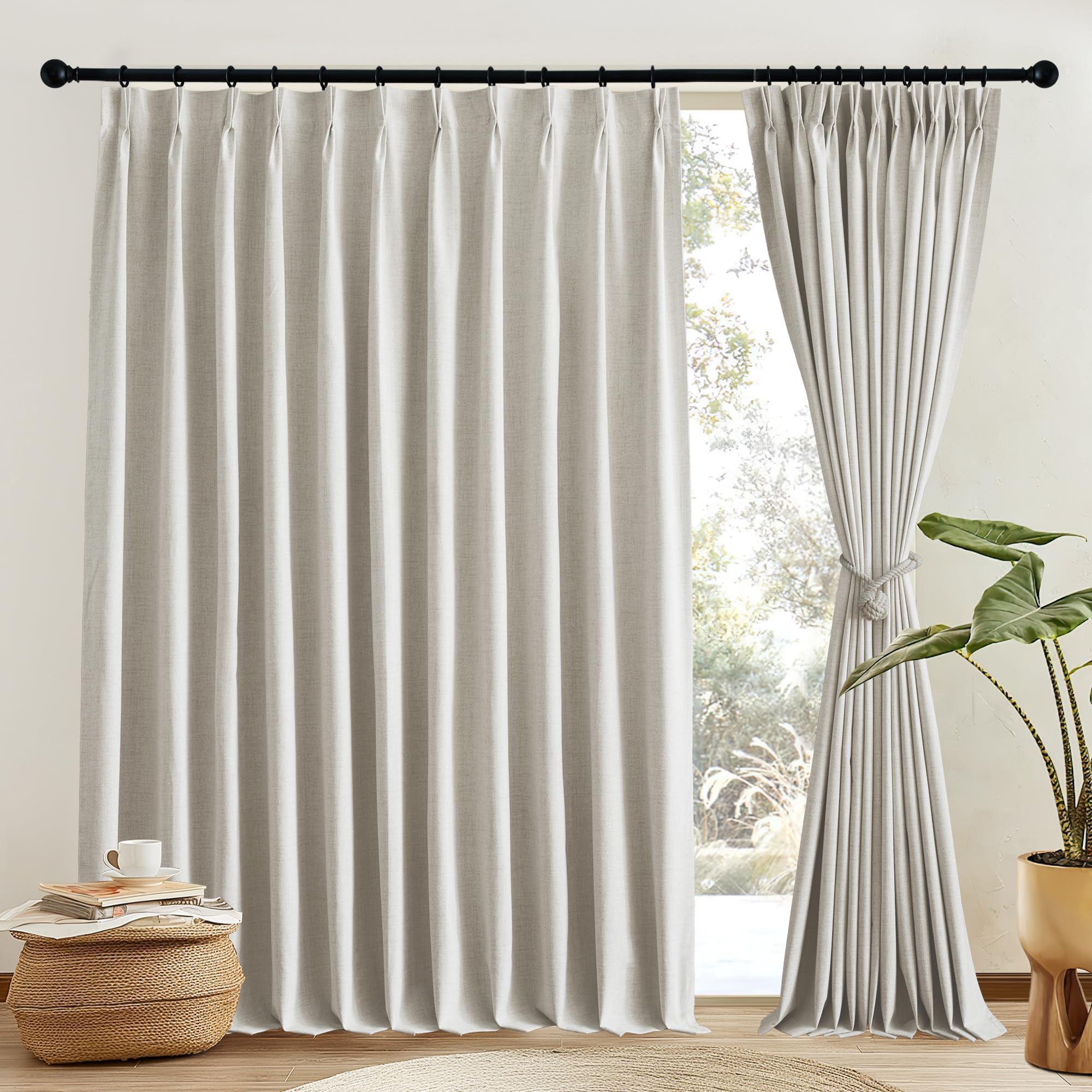 Amazon.com: NICETOWN Full Blackout Cream Pinch Pleated Curtains