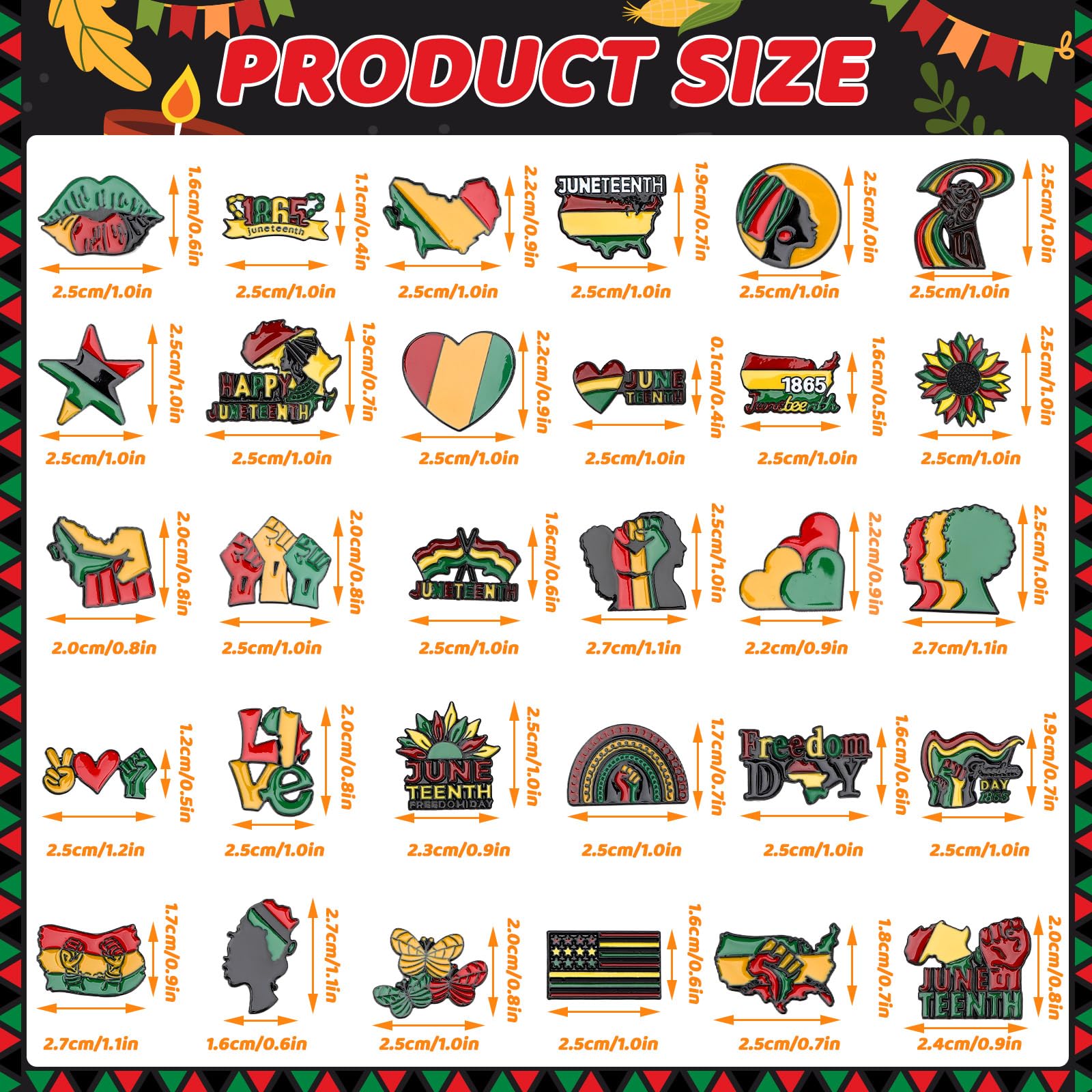 SANNIX 60Pcs Juneteenth Pins, Juneteenth Freedom Day Lapel Pins Black History Month Badge Pin African American Button Decor for Backpacks Clothes Decorations, 30 Styles