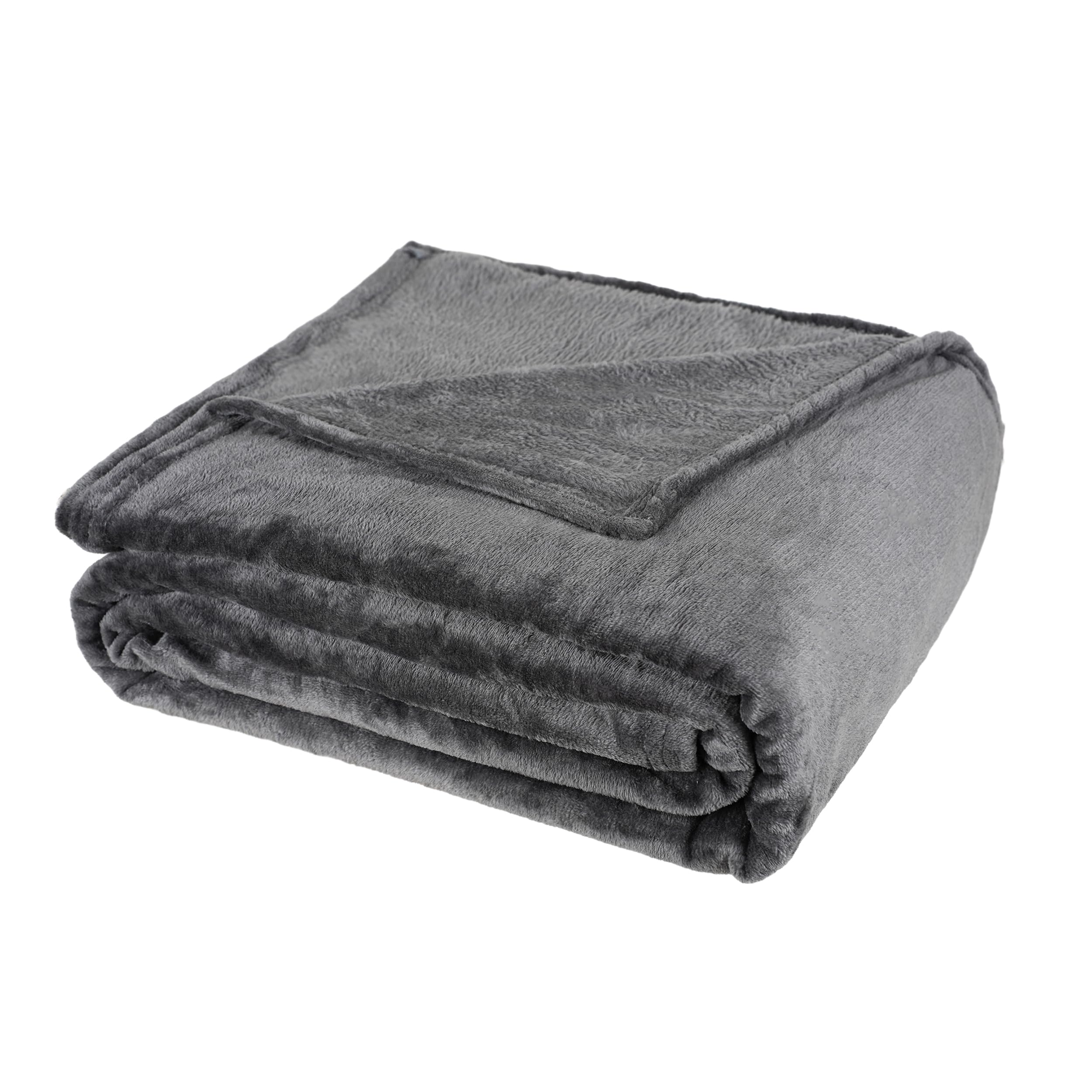 HANSEL HOME Manta Coral Grabada 130x150cm para Sofá Extrasuave 100% Microfibra, Manta Polar para Cama para Toda Estación - Gris Oscuro Liso