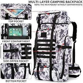 W WINTMING Hiking Backpack for Men 70L/100L Camping Backpack Military Rucksack Molle 3 Days Assault Pack for Climbing
