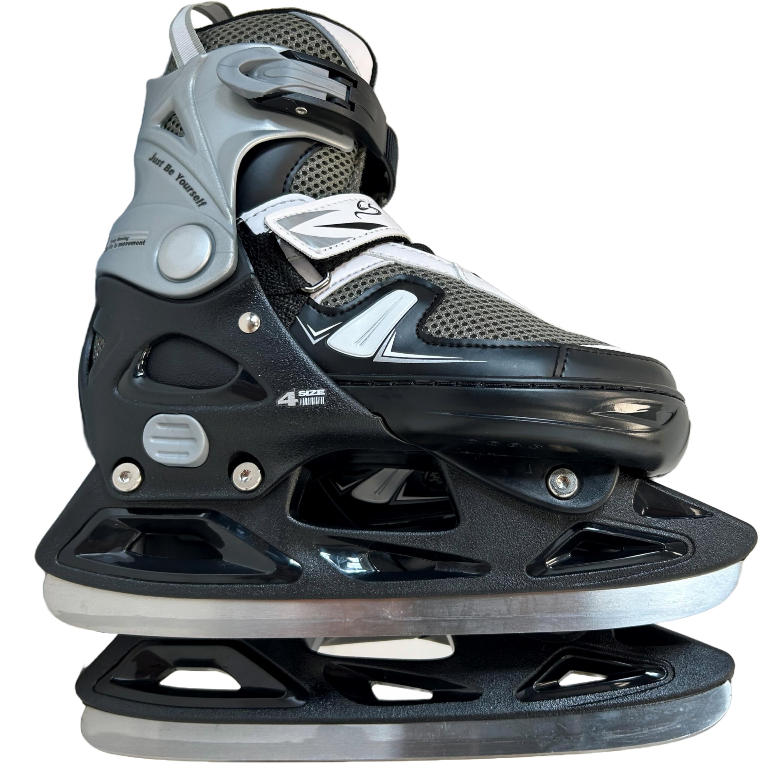 Cox Swain verstellbare Schlittschuhe Push, Eislaufschuhe für Kinder, Jugendliche und Erwachsene bis 100KG, vorgeschliffene Edelstahlkufe, Softboot, Black Gr. S (33-36)