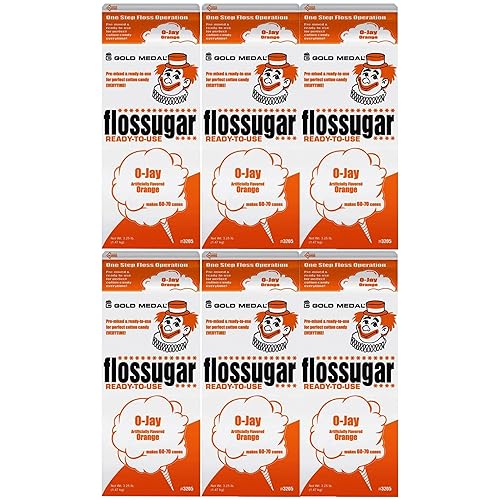 BeeQ O - Joy Orange Cotton Candy Flossugar - Cajas de 1/2 galón (paquete de 6)