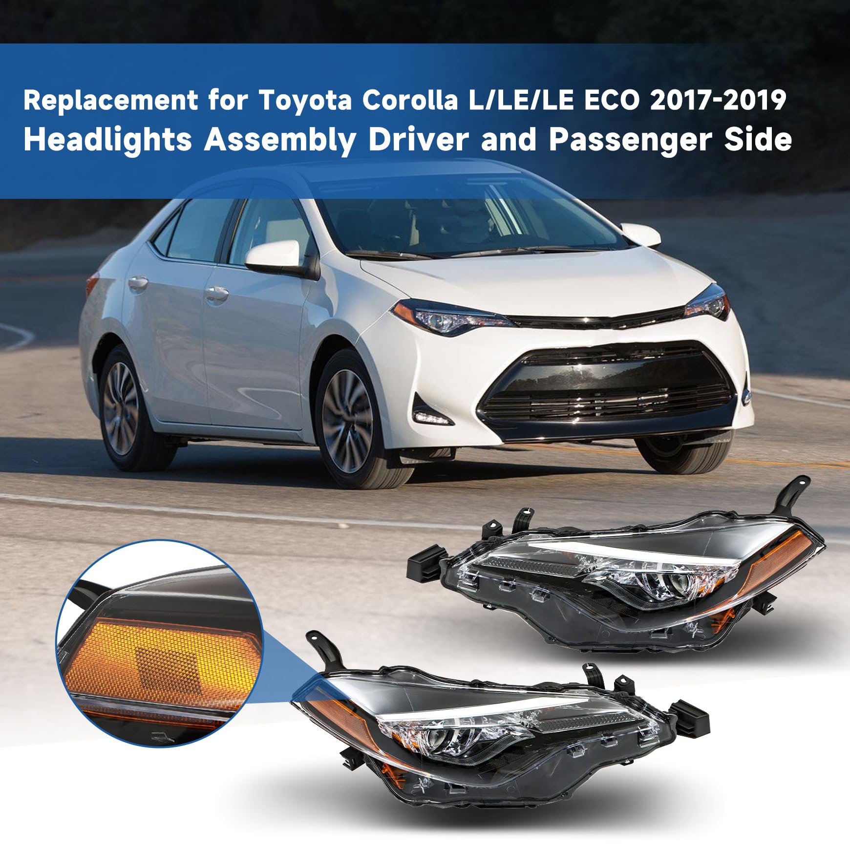 Amazon | LEDヘッドライトアセンブリ、運転席&助手席側 2017-2019