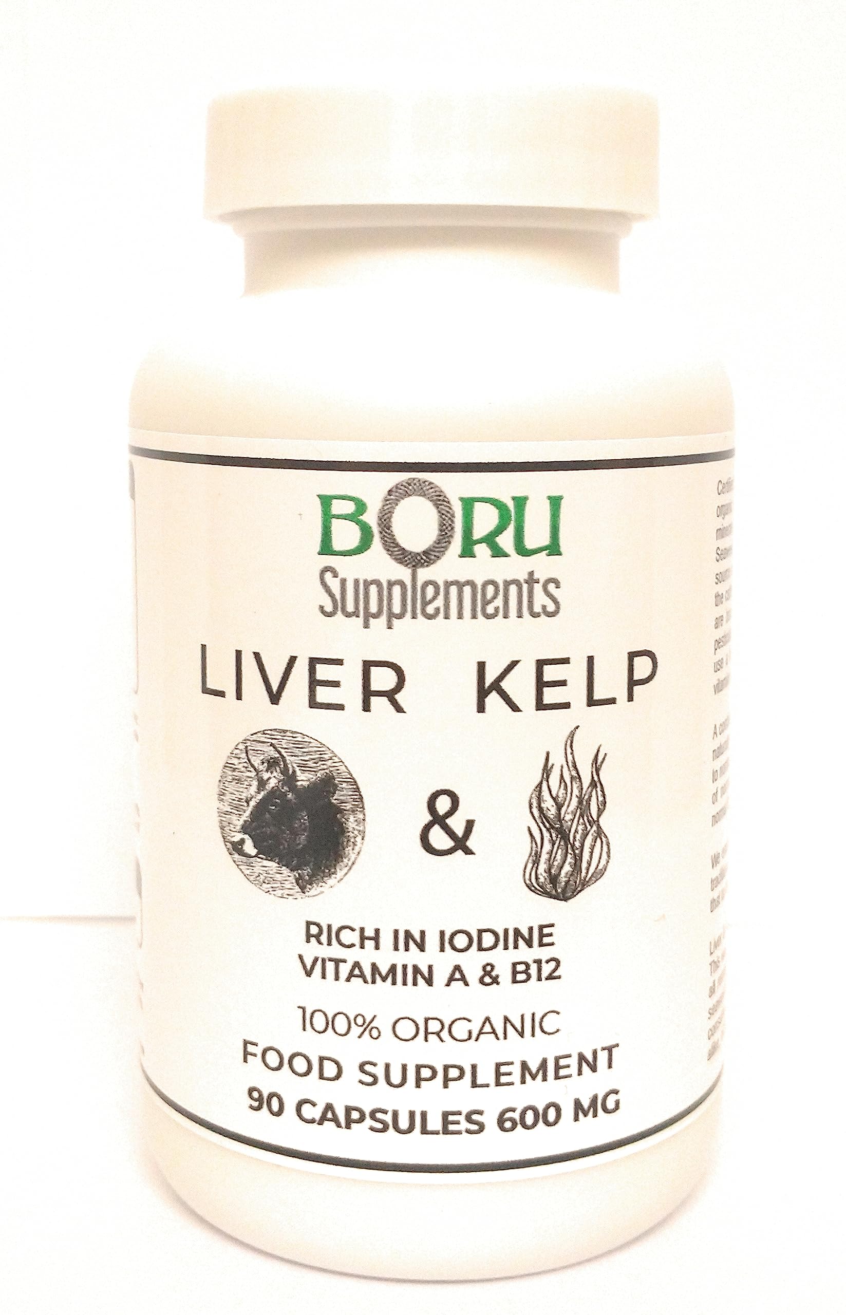 Varech Foie de bœuf nourri aux algues et à l'herbe, 600 mg certifié biologique, 90 gélules
