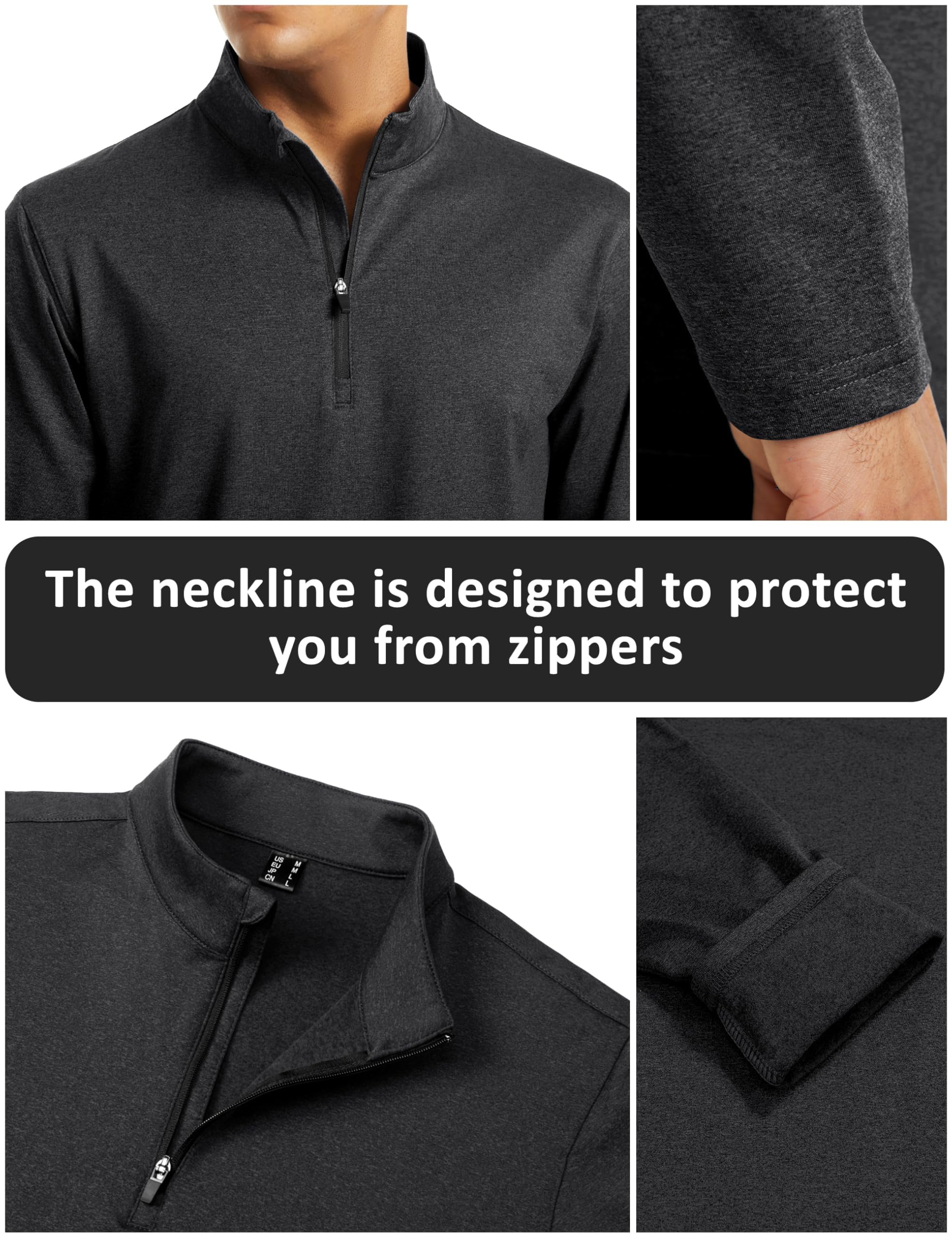 TACVASEN Maglia Uomo Manica Lunga Sport Running Shirt 1/2 Zip Training Top Palestra Jogging Camicia Quick Dry con Collo in Piedi