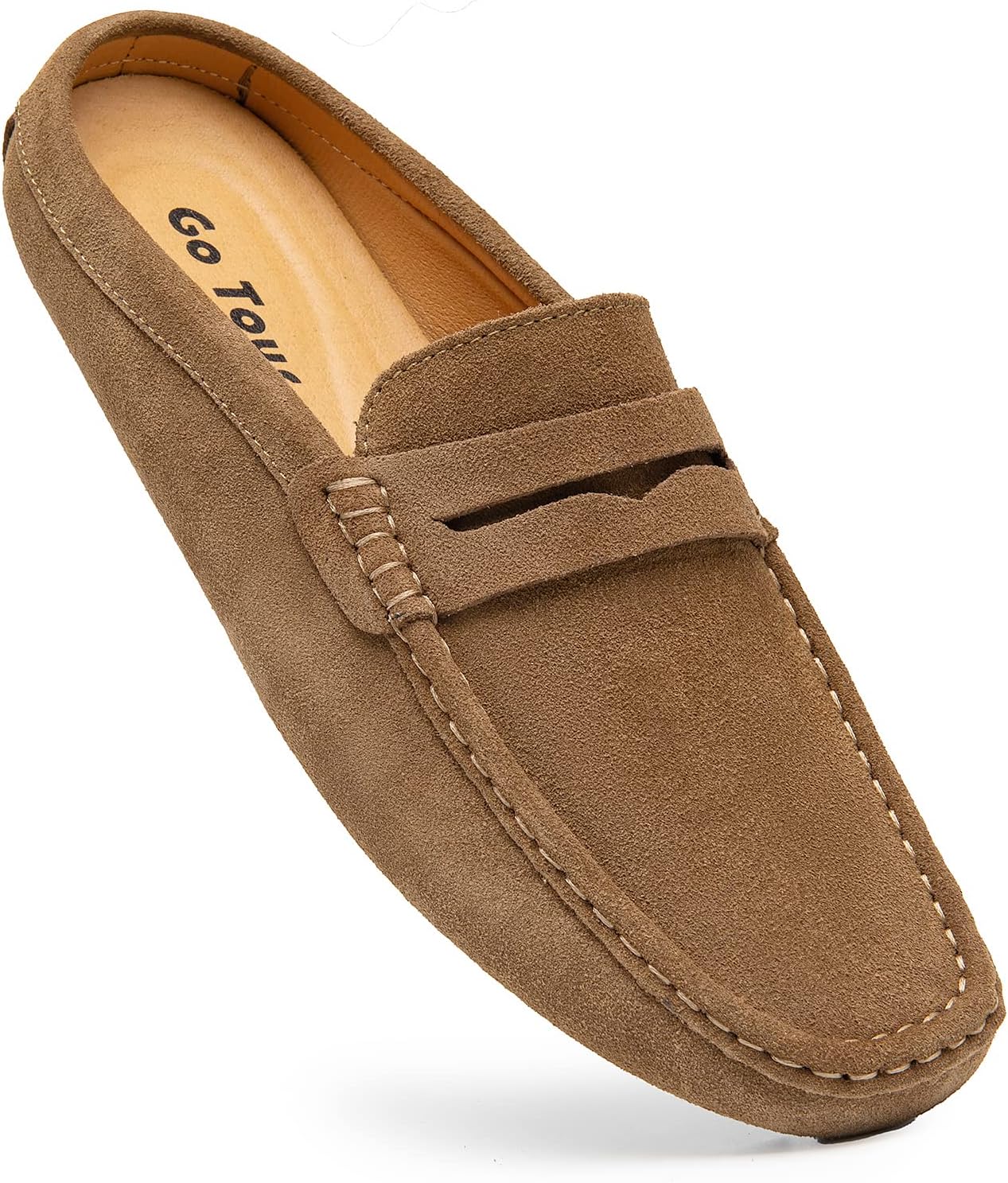 Go Tour Mens Handmade Suede Leather Mules Clog Slippers Breathable Leather Slip on Shoes Casual Loafers - Image 9