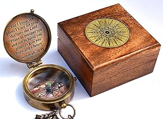 for I Know The Plans I Have for You Engraved Compass with Wooden Box,Jeremiah 29 11,Christian Gifts for Men, Catholic Gifts,Baptism Gifts ,Gift Compass,Graduation Gifts for Women Mens Boy Girls-Gifts