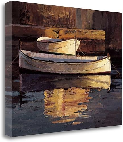 Tangletown Fine Art Barcas Al Atardecer - Lienzo decorativo (10.6 x 8.3in), multicolor