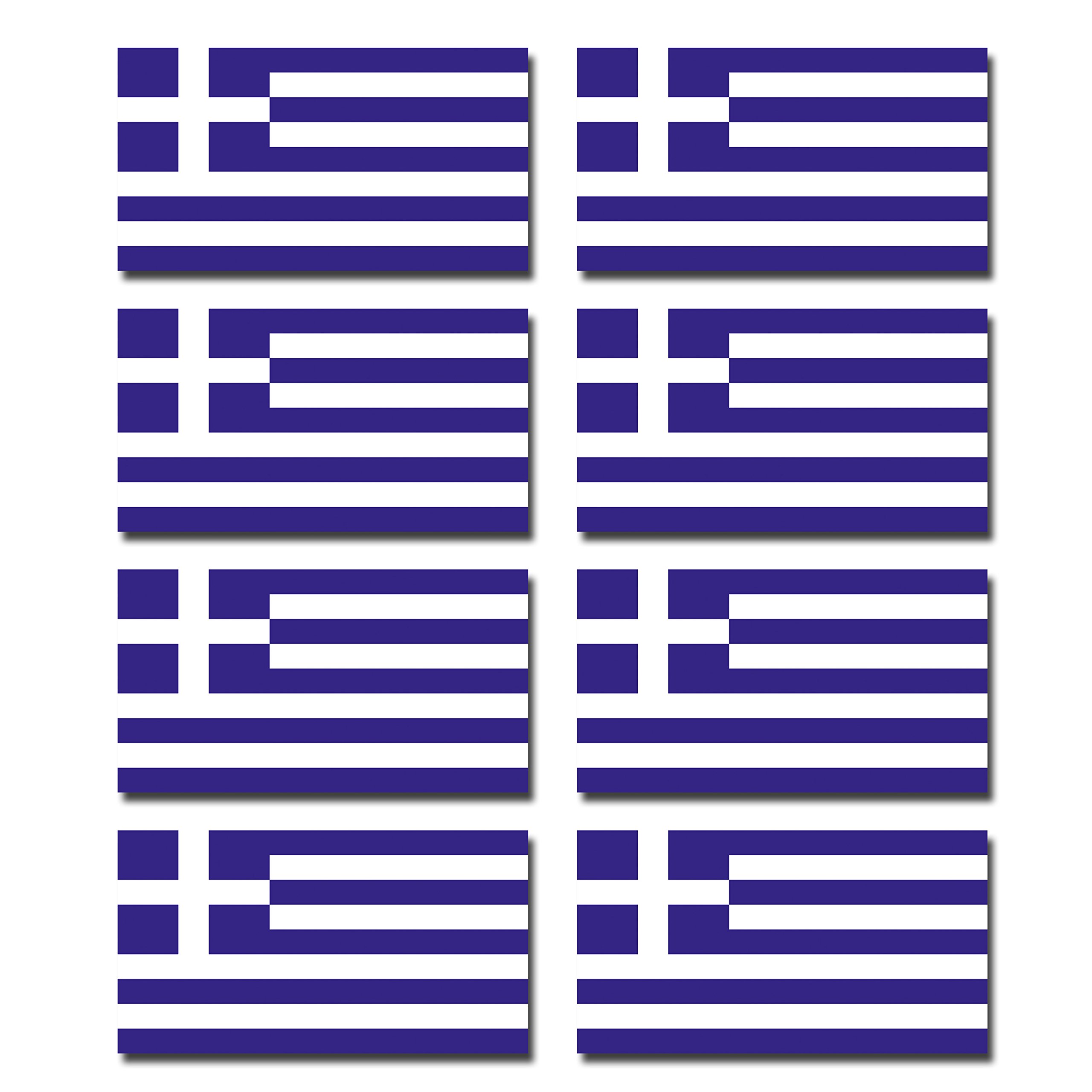 Destinationvinyl Multi 8 X Glossy Vinyl Stickers - Greece Greek Small Flag Flags Helmet Bike Motorbike #0194 (1.5Cm Tall X 2.75Cm Wide)