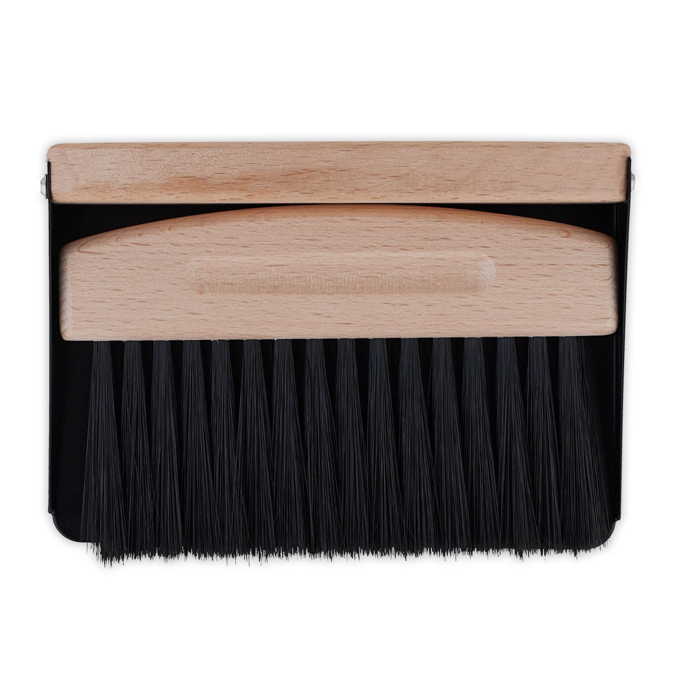 Relaxdays Mini Dustpan and Brush, Tabletop Broom, Cleaning Equipment, Kitchen & Camping, Metal & Wooden, Black/Natural