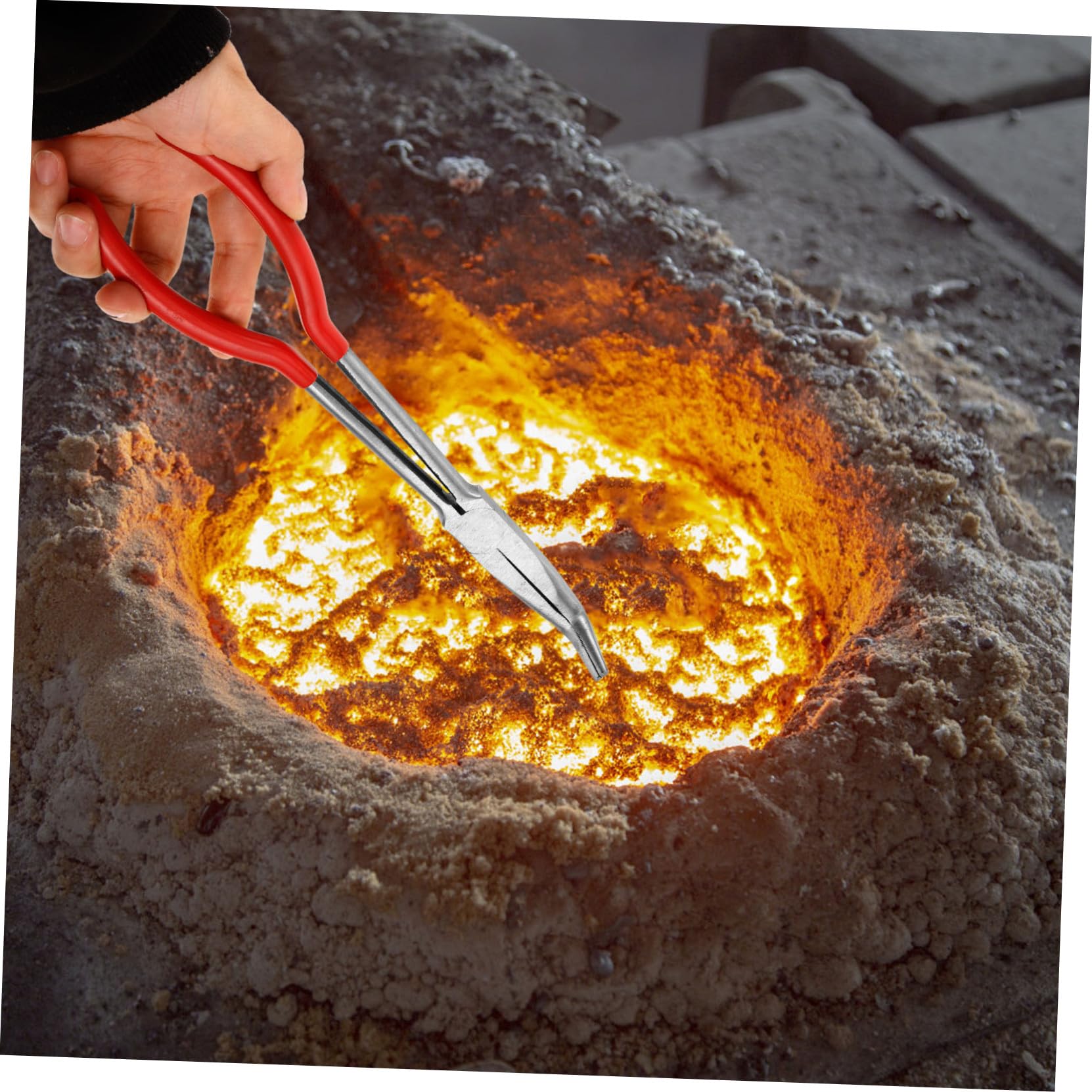 VILLCASE 5pezzi Pinza per Melting Furnace con Manico Strumento per Raffinazione Metalli Ottima per Oro e Compatibile con Becher e Provette