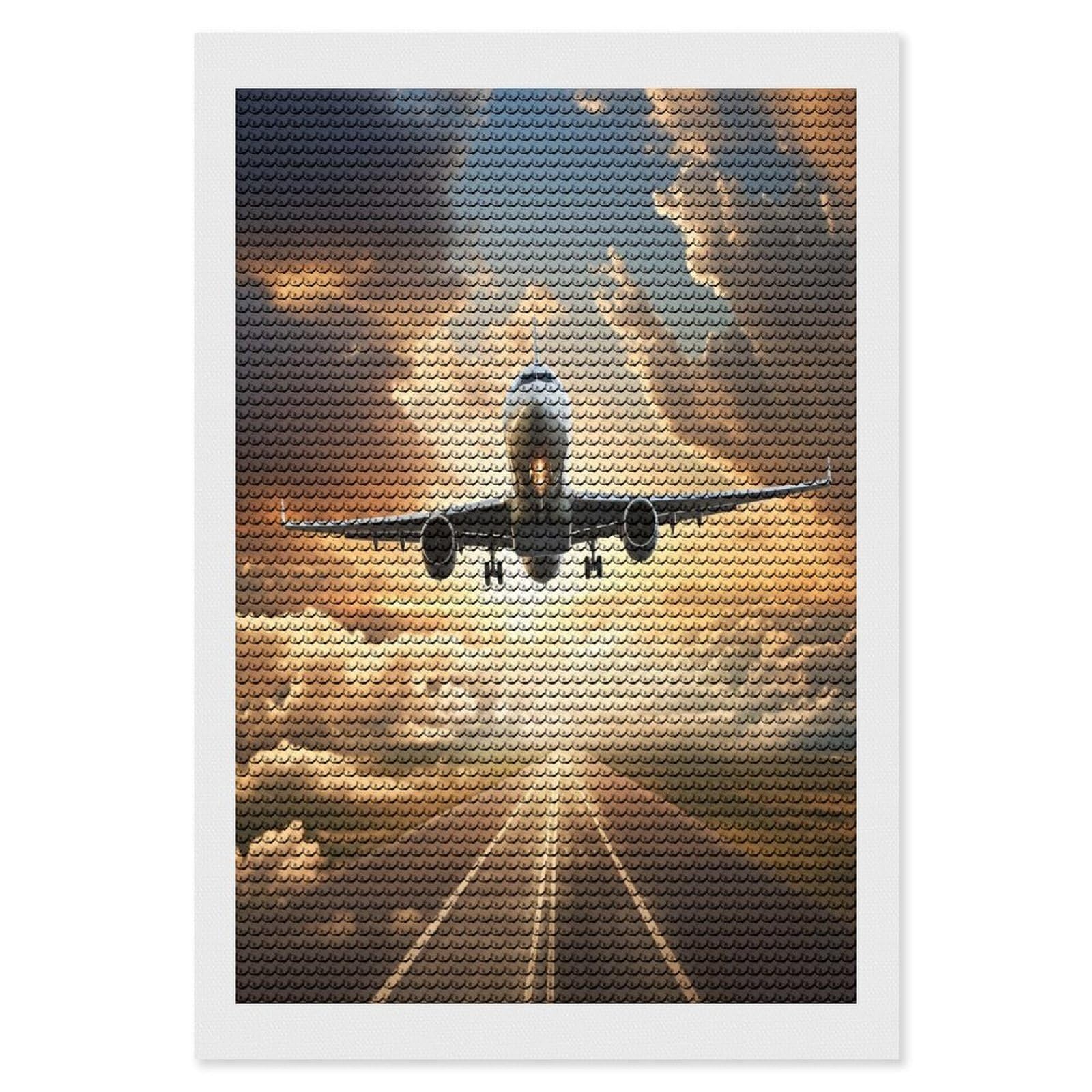 FekiLoot Airplane Paint by Numbers Kit for Adults Beginner DIY Diamond Dots Paintings Round Full Drill Diamond Art Kits Picture Diamond Art Painting Kits for Home Decor 8"x12"